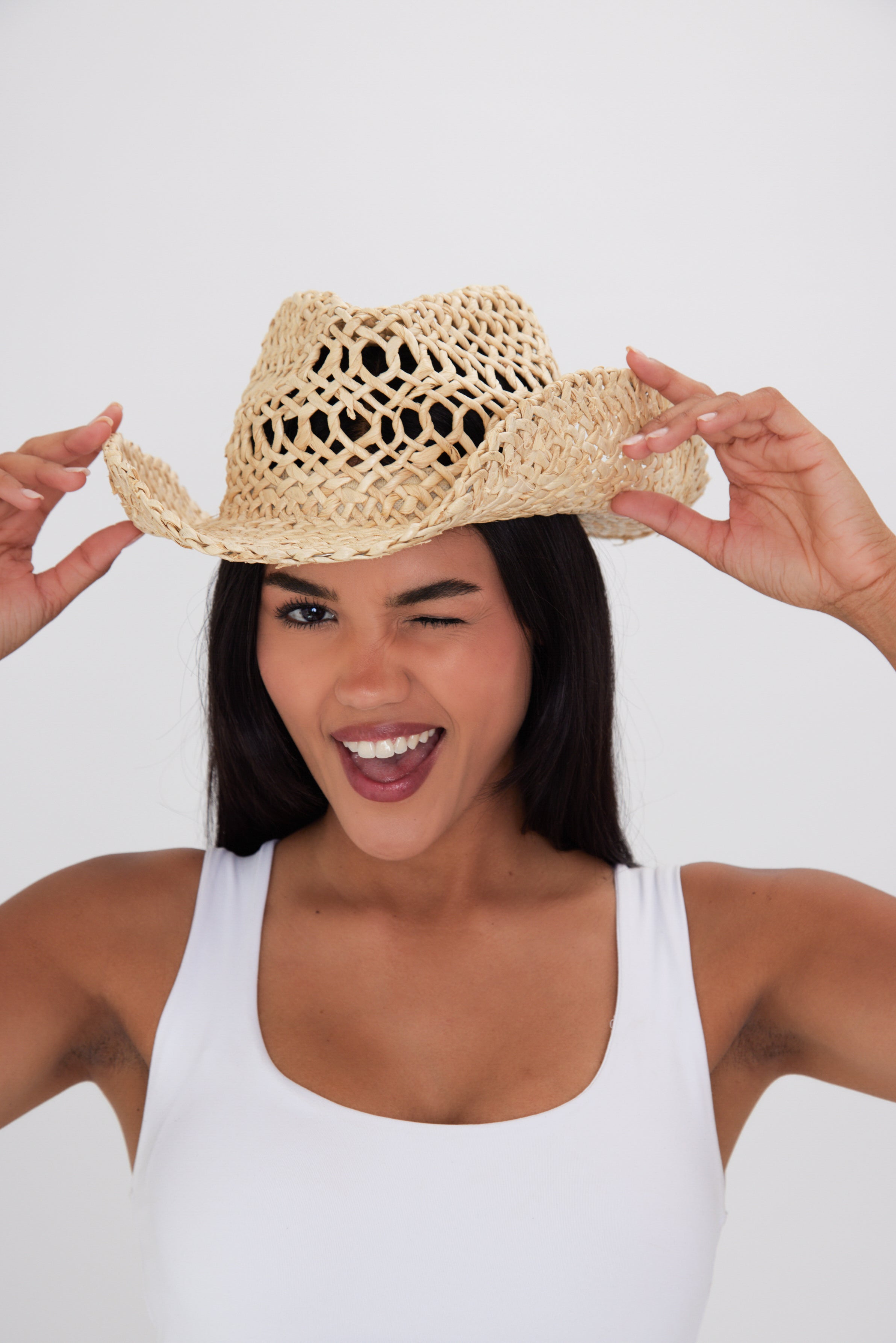 My Accessories London Straw Cowboy Hat in Beige | Beach | Holiday | Straw | Summer | Festival | Hat | Hats | Women's | Women's Accessories Beach hat Holiday Hat Seagrass straw | Summer Hat | Raffia Hat | Womens straw hat | Cowboy hat | Cowgirl Hat | Straw cowboy hat