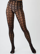 Heart Cut-Out Tights in Black | Hosiery | Autumn | Winter | Party | Occasion | Hearts | Fishnet | Festival | Women's Accessories | Whimsygoth | Gothic | E girl | Halloween | Costume | Barbie | Barbiecore | Cosplay | Soft e girl