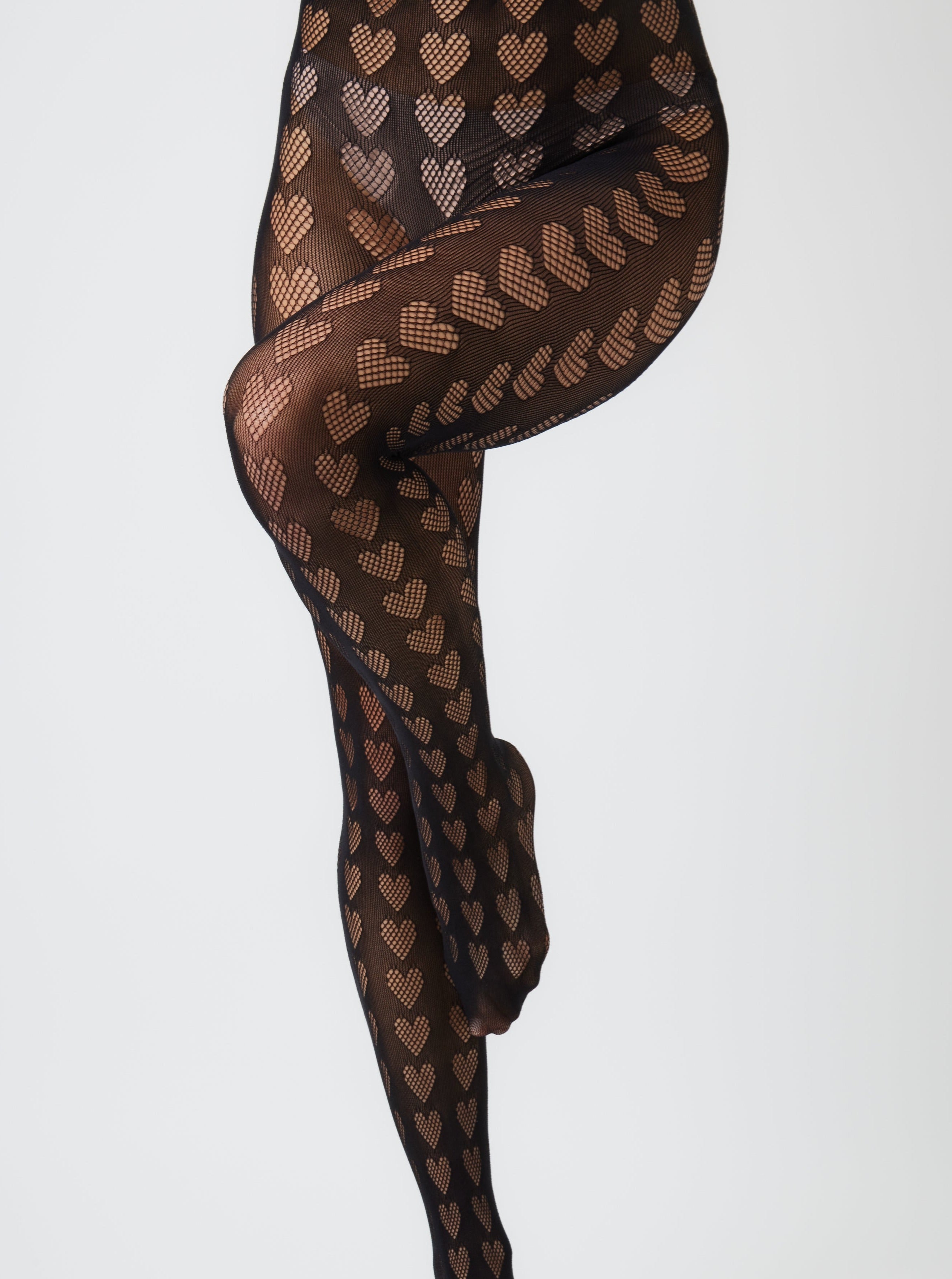 Heart Cut-Out Tights in Black | Hosiery | Autumn | Winter | Party | Occasion | Hearts | Fishnet | Festival | Women's Accessories | Whimsygoth | Gothic | E girl | Halloween | Costume | Barbie | Barbiecore | Cosplay | Soft e girl