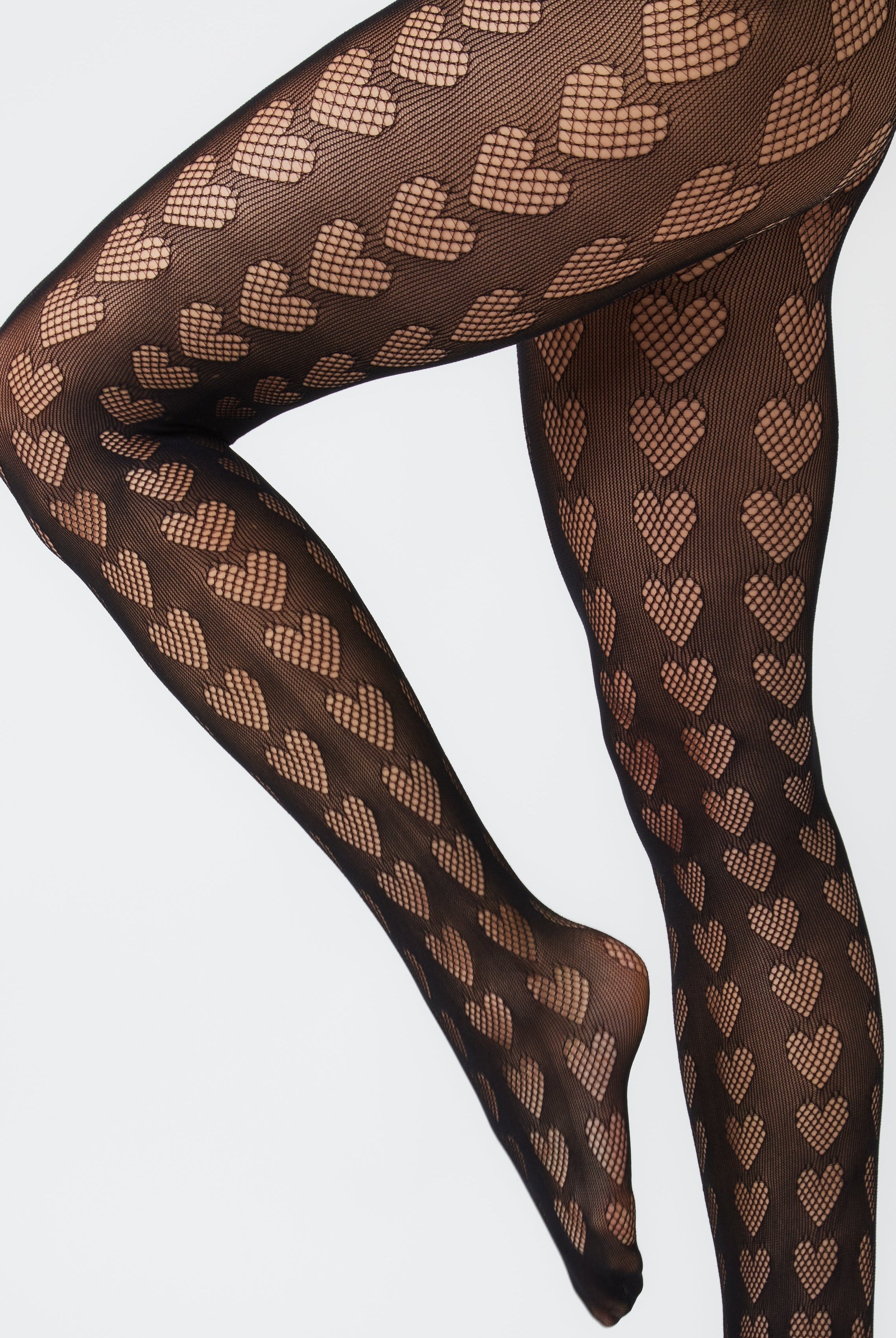 Heart Cut-Out Tights in Black | Hosiery | Autumn | Winter | Party | Occasion | Hearts | Fishnet | Festival | Women's Accessories | Whimsygoth | Gothic | E girl | Halloween | Costume | Barbie | Barbiecore | Cosplay | Soft e girl