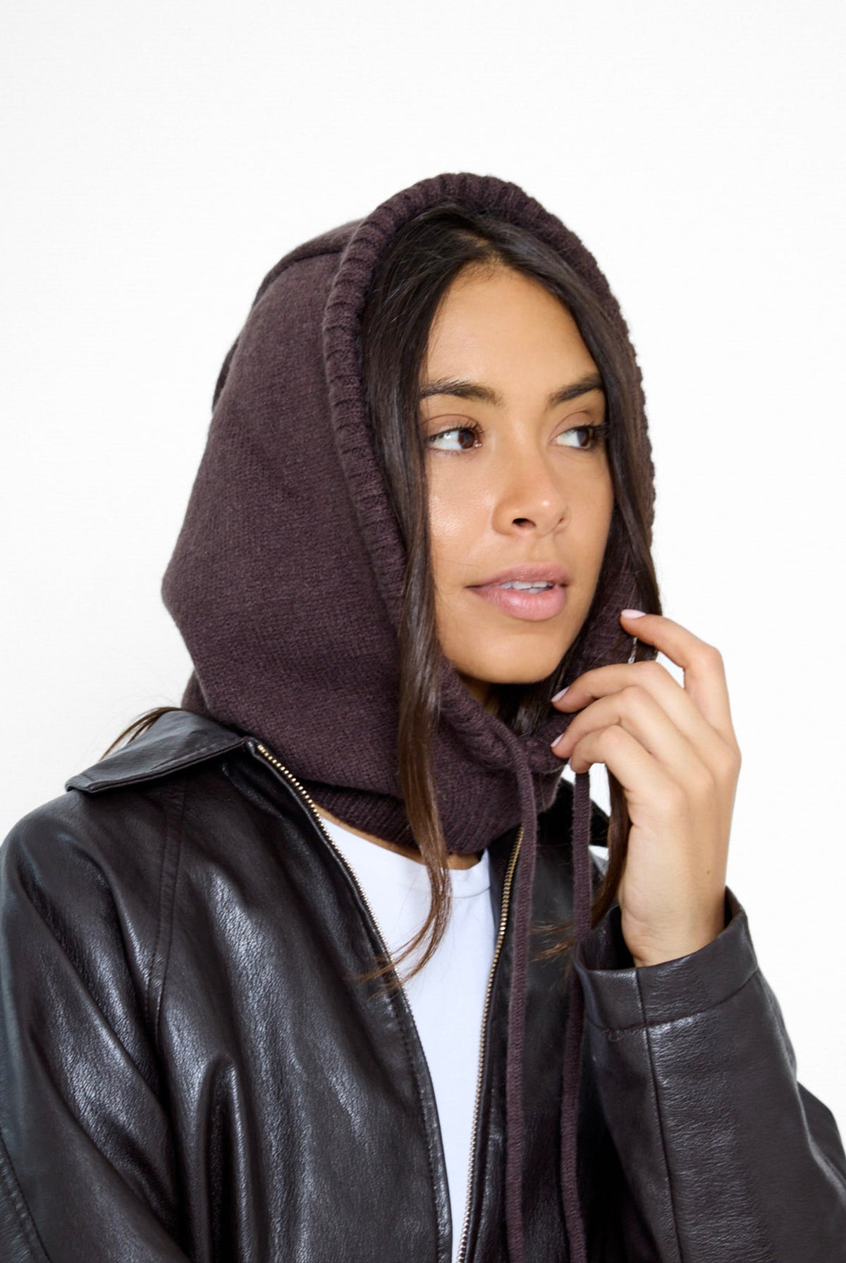 Women's Balaclava Fine knit in Brown
