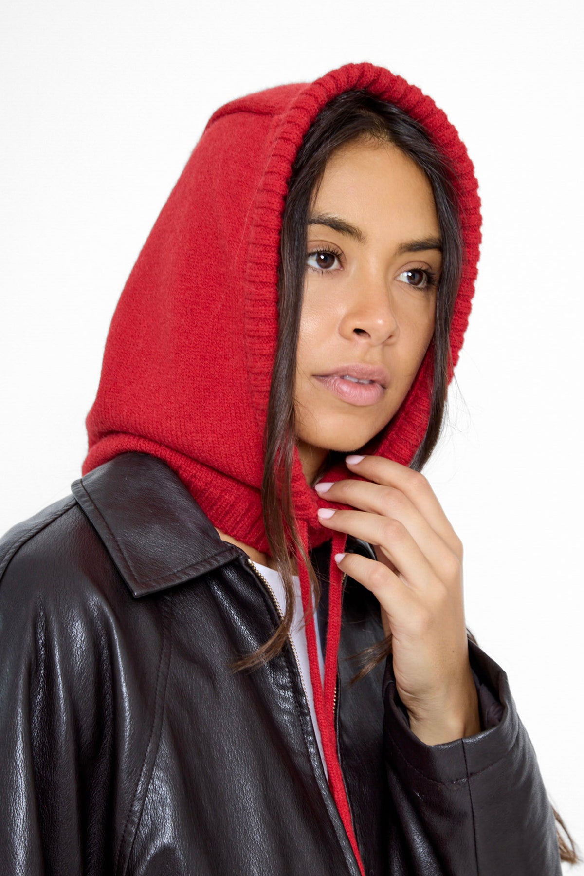 Women's Balaclava Fine knit in Red