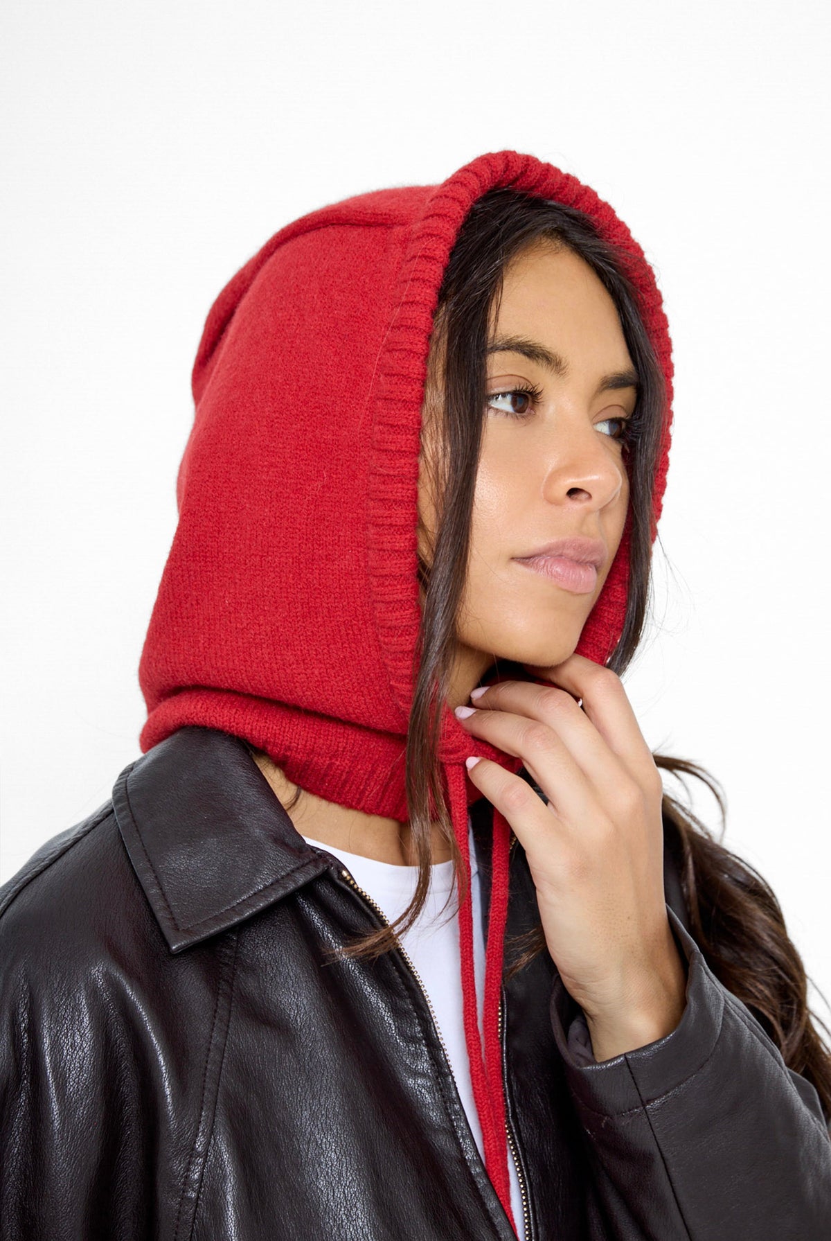 Women's Balaclava Fine knit in Red