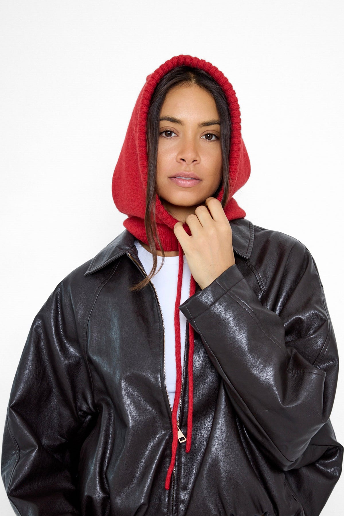 Women's Balaclava Fine knit in Red