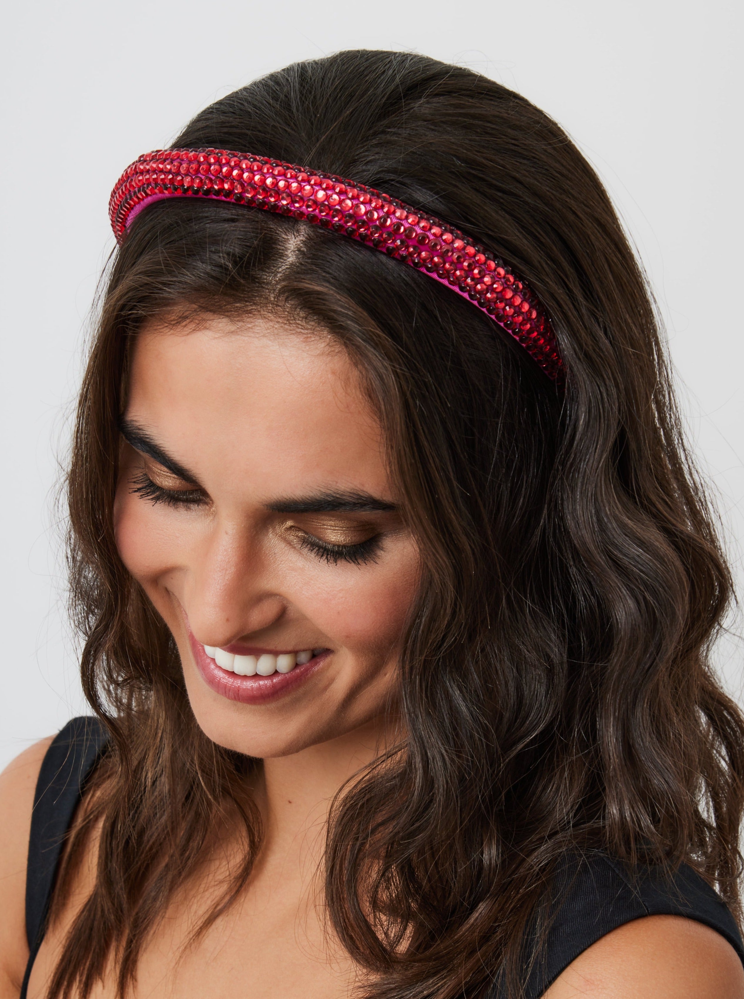 Women's Rhinestone Beaded Headband in Pink