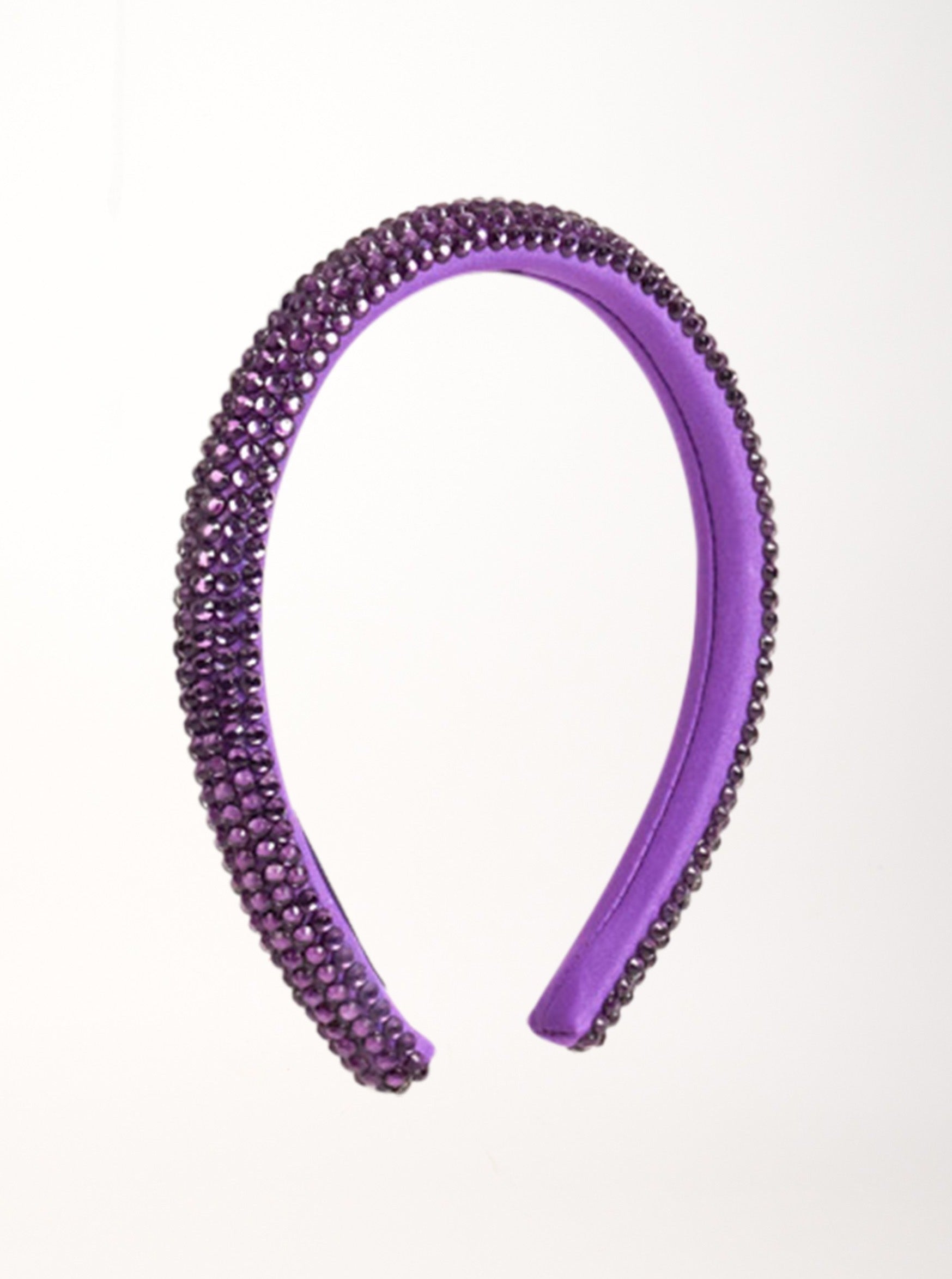 Women's Rhinestone Beaded Headband in Purple