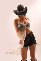 Women’s Cowboy Hat With Pattern Trim in Black