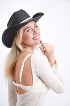 Women’s Cowboy Hat With Pattern Trim in Black