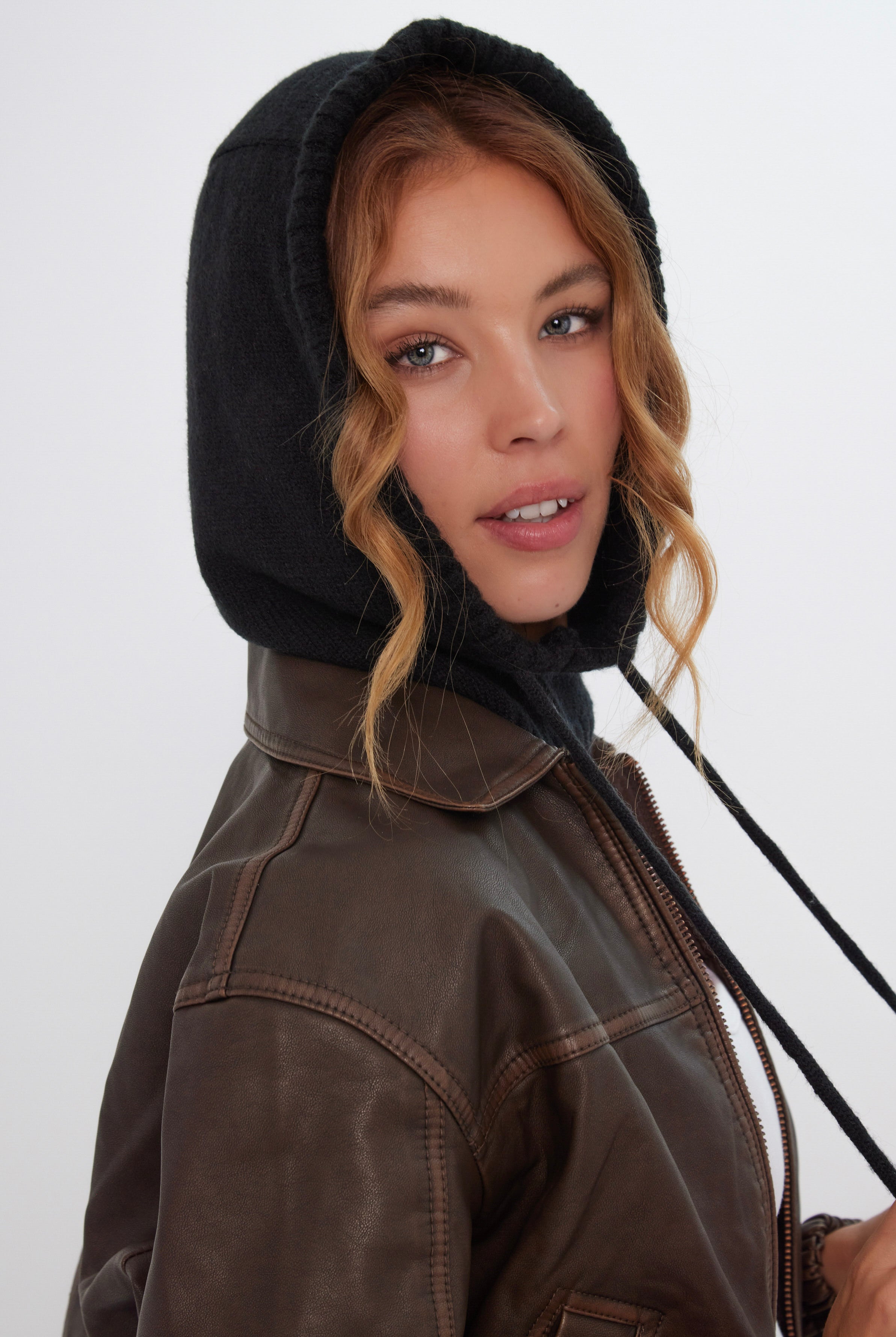 Women’s Drawstring Balaclava in Black