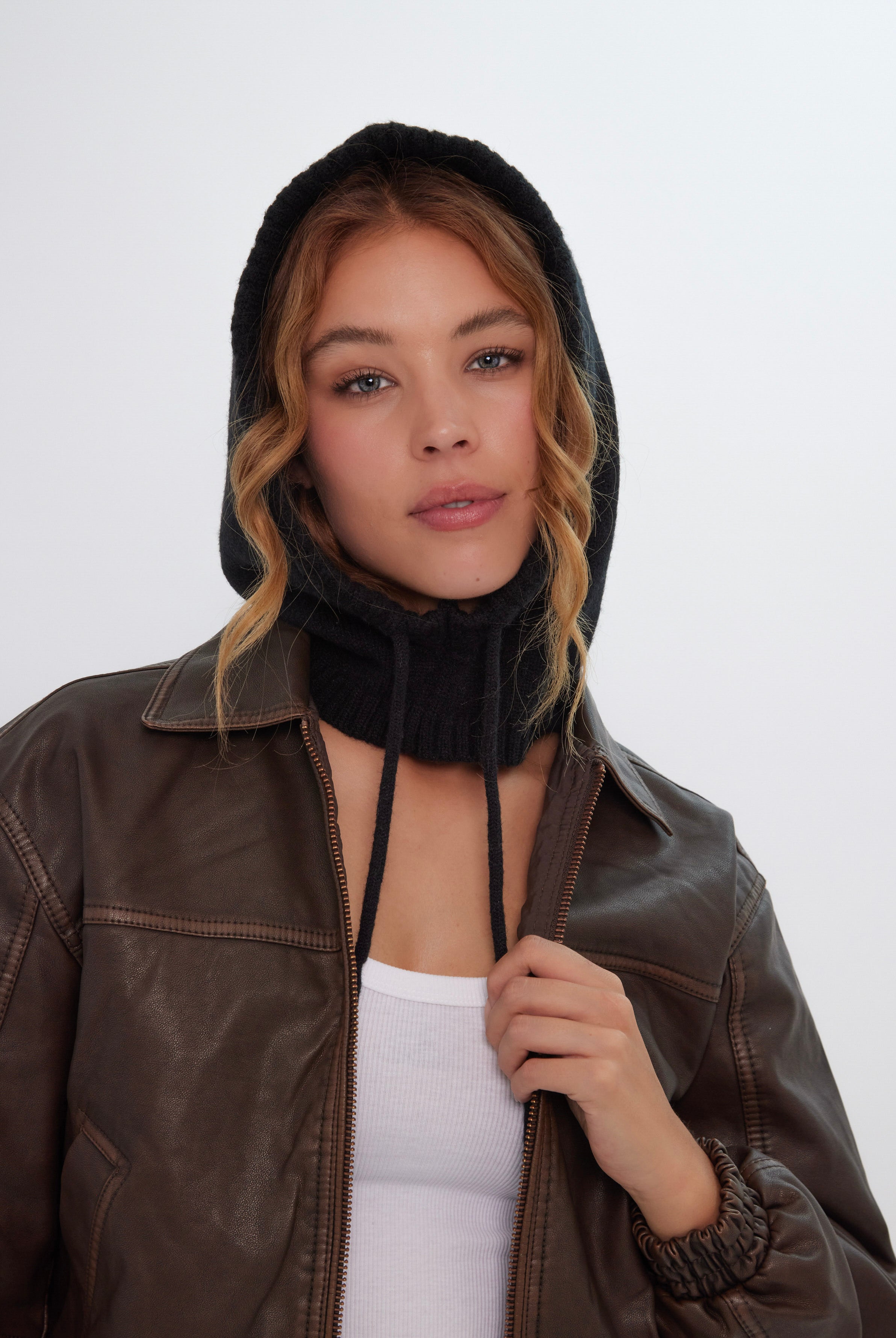 Women’s Drawstring Balaclava in Black