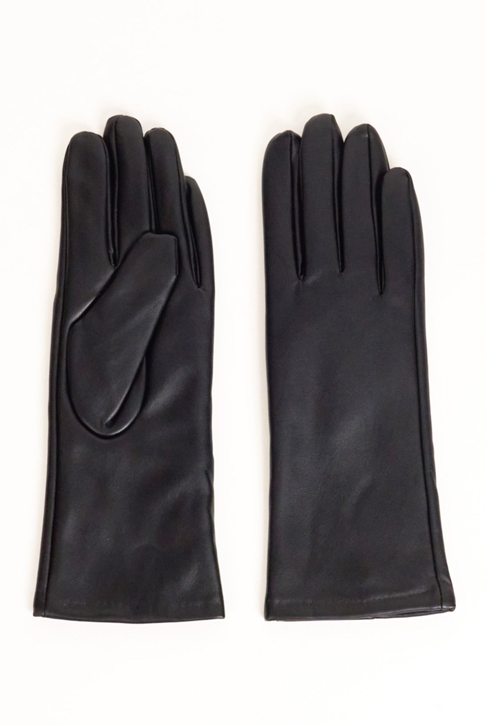 Women’s Touch Screen Leather Look Gloves in Black