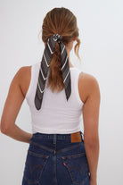 Women’s Stripe Square Neck Tie in Brown and Cream