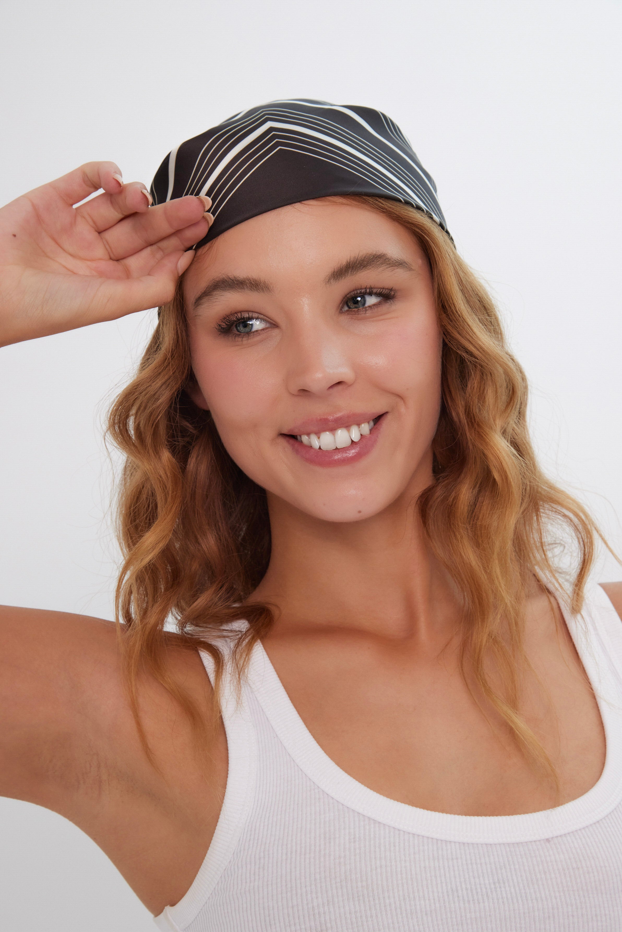 Women’s Stripe Square Neck Tie in Brown and Cream