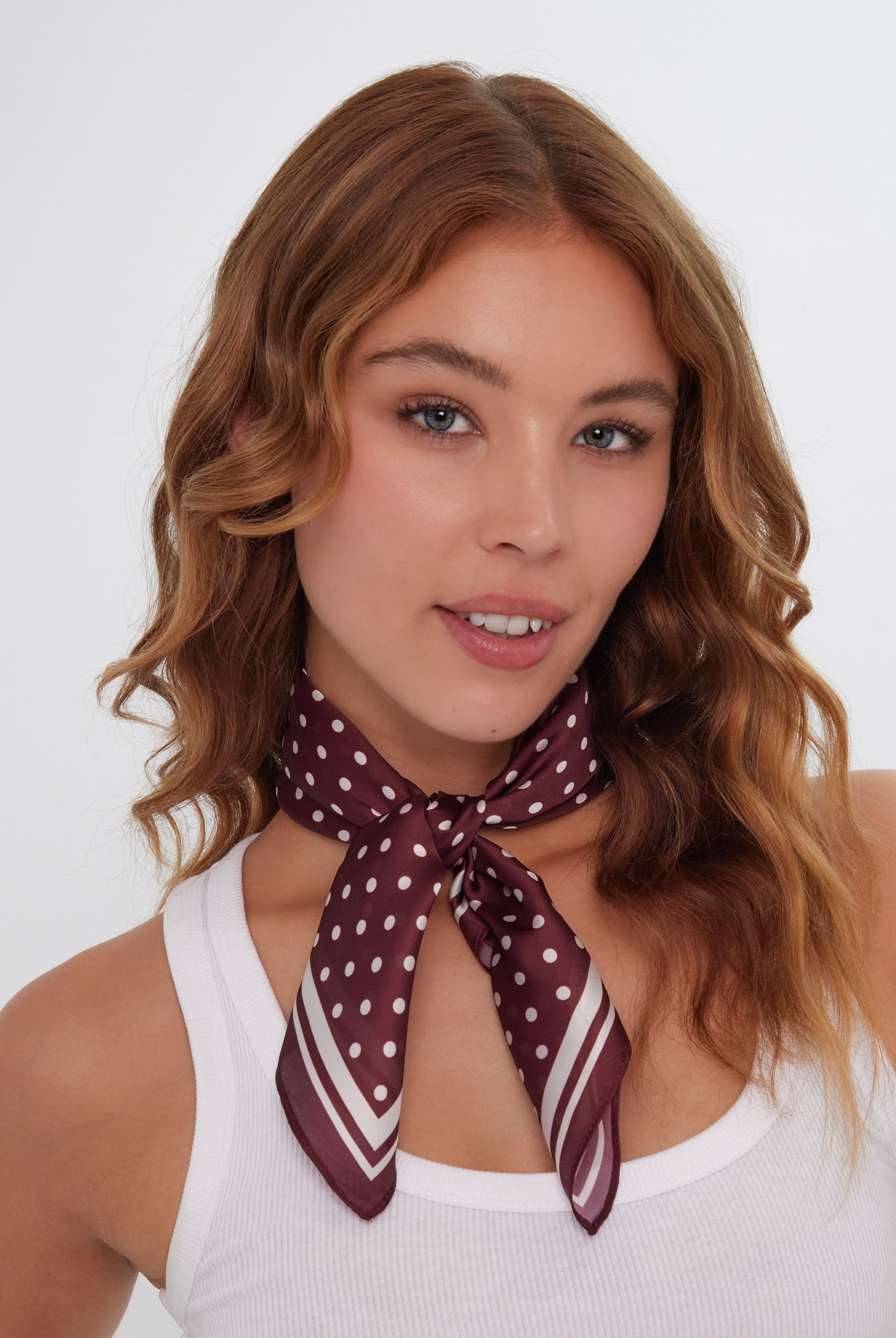 Women’s Polka Dot Neck Tie in Burgundy and Cream