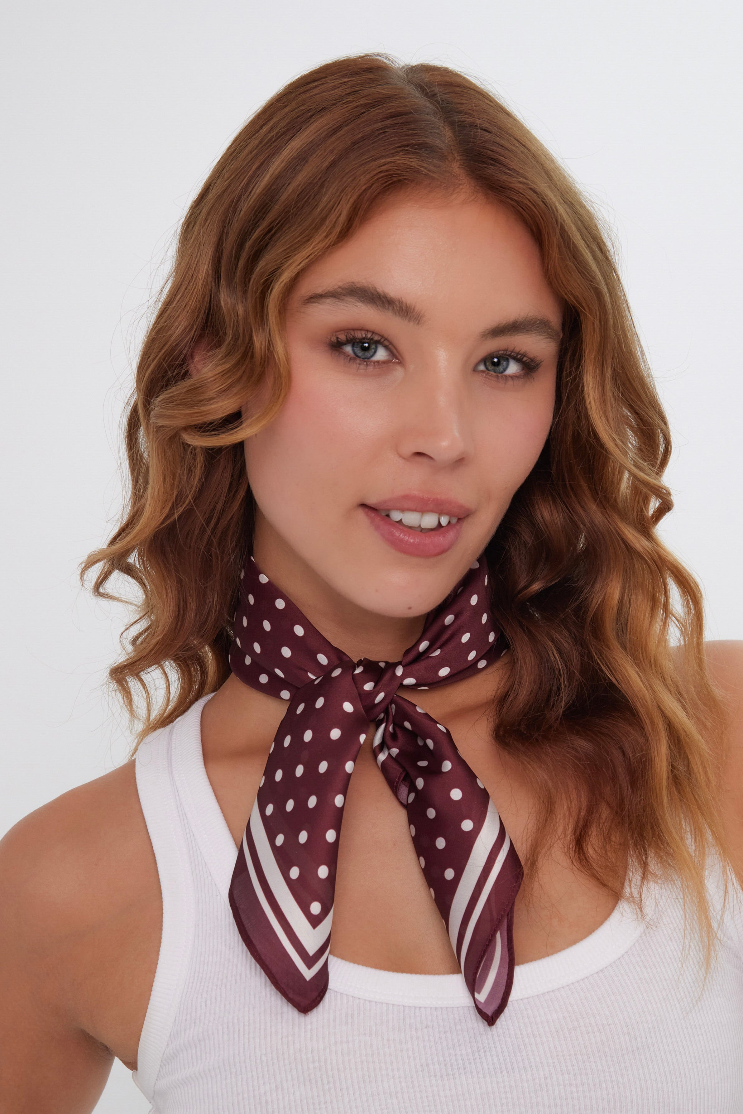 Women’s Polka Dot Neck Tie in Burgundy and Cream