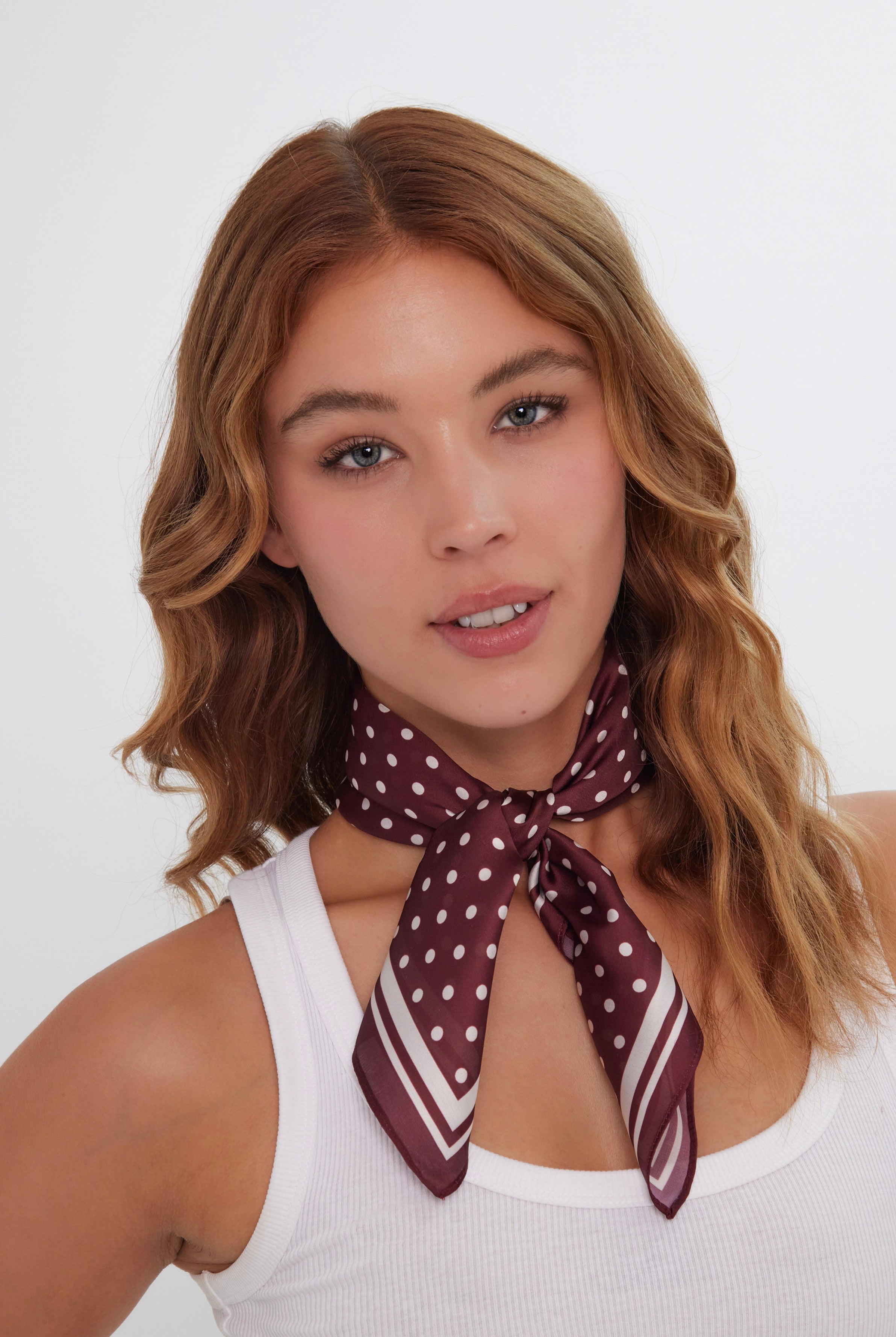 Women’s Polka Dot Neck Tie in Burgundy and Cream