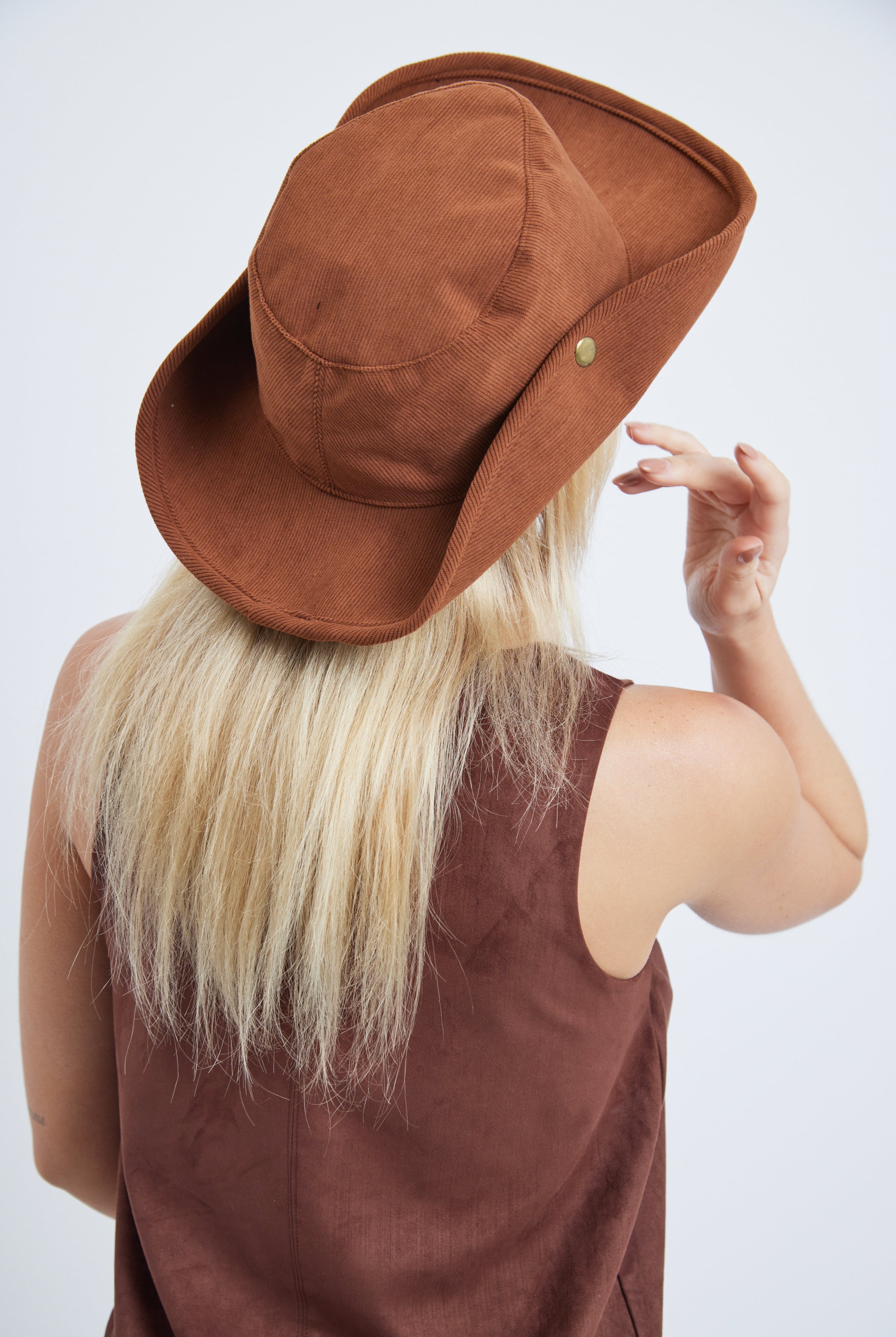 Women’s Corduroy Cowboy Hat in Burnt Orange