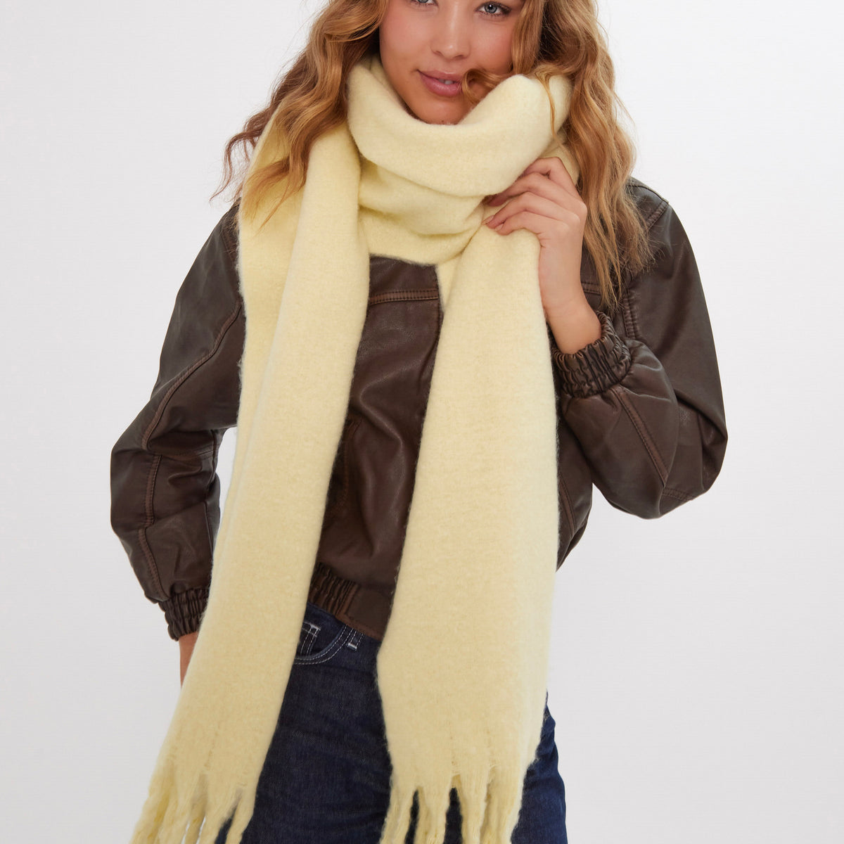 Oversized Chunky Blanket Scarf in Yellow My Accessories London