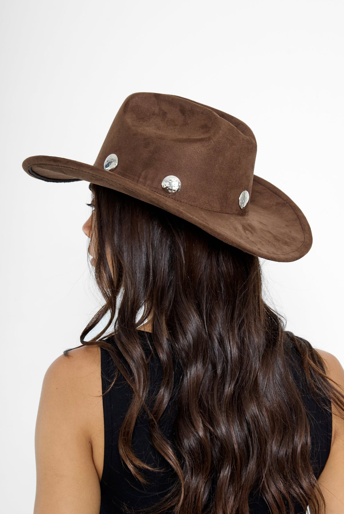 Women's Cowboy Hat with Silver Studs in brown