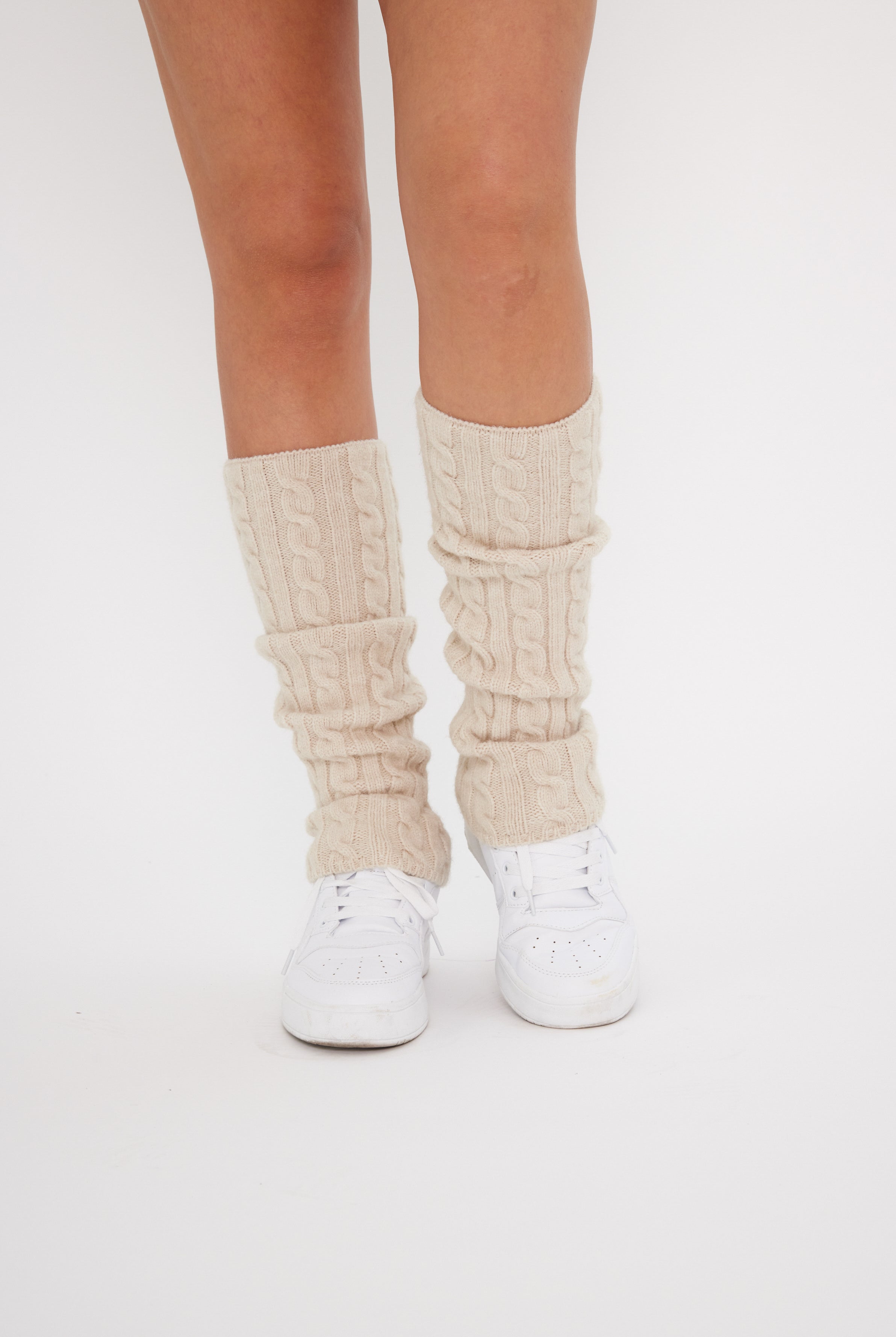 Women’s Cable Knit Leg Warmers in Cream
