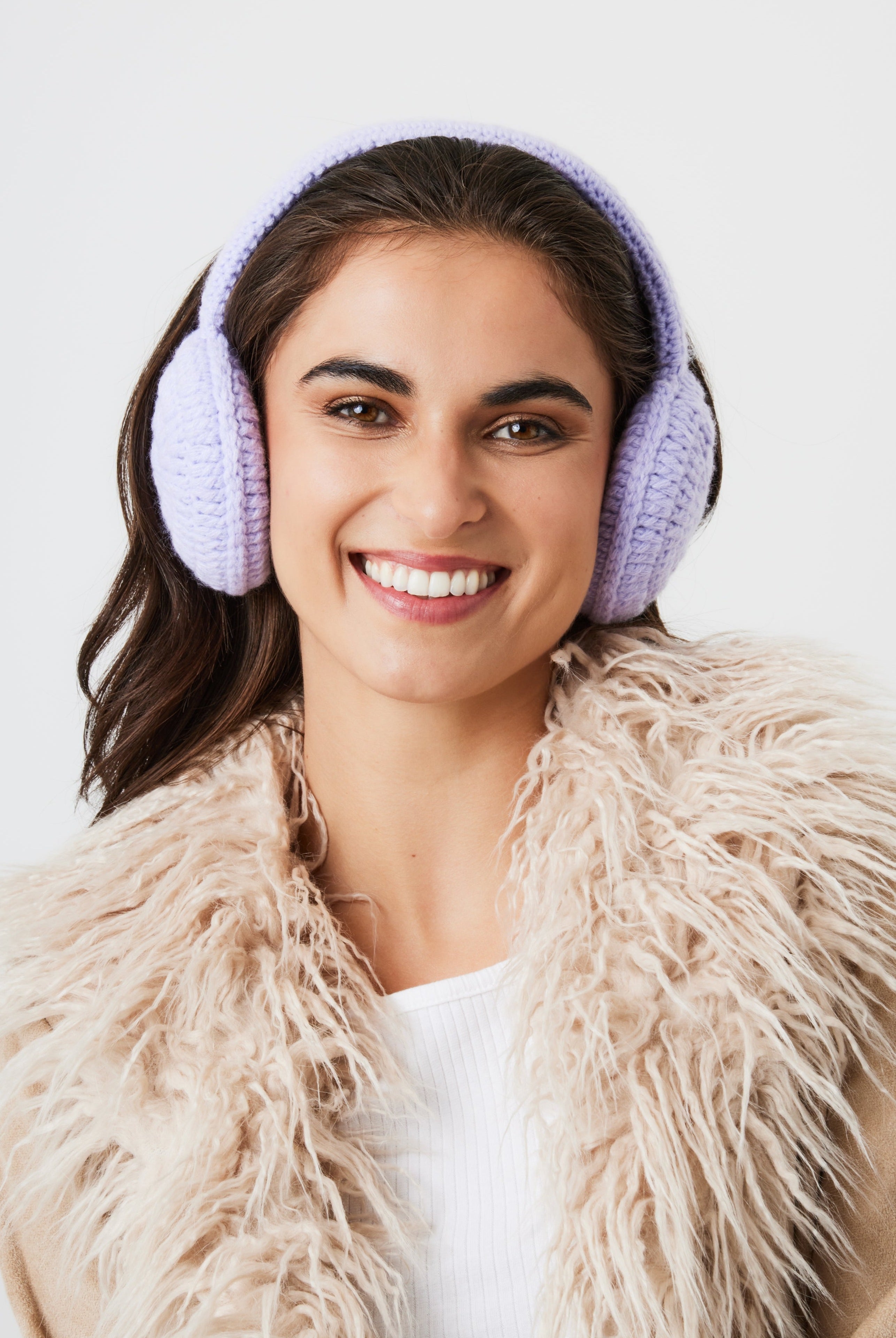 Woman's Crochet Earmuffs in Lilac