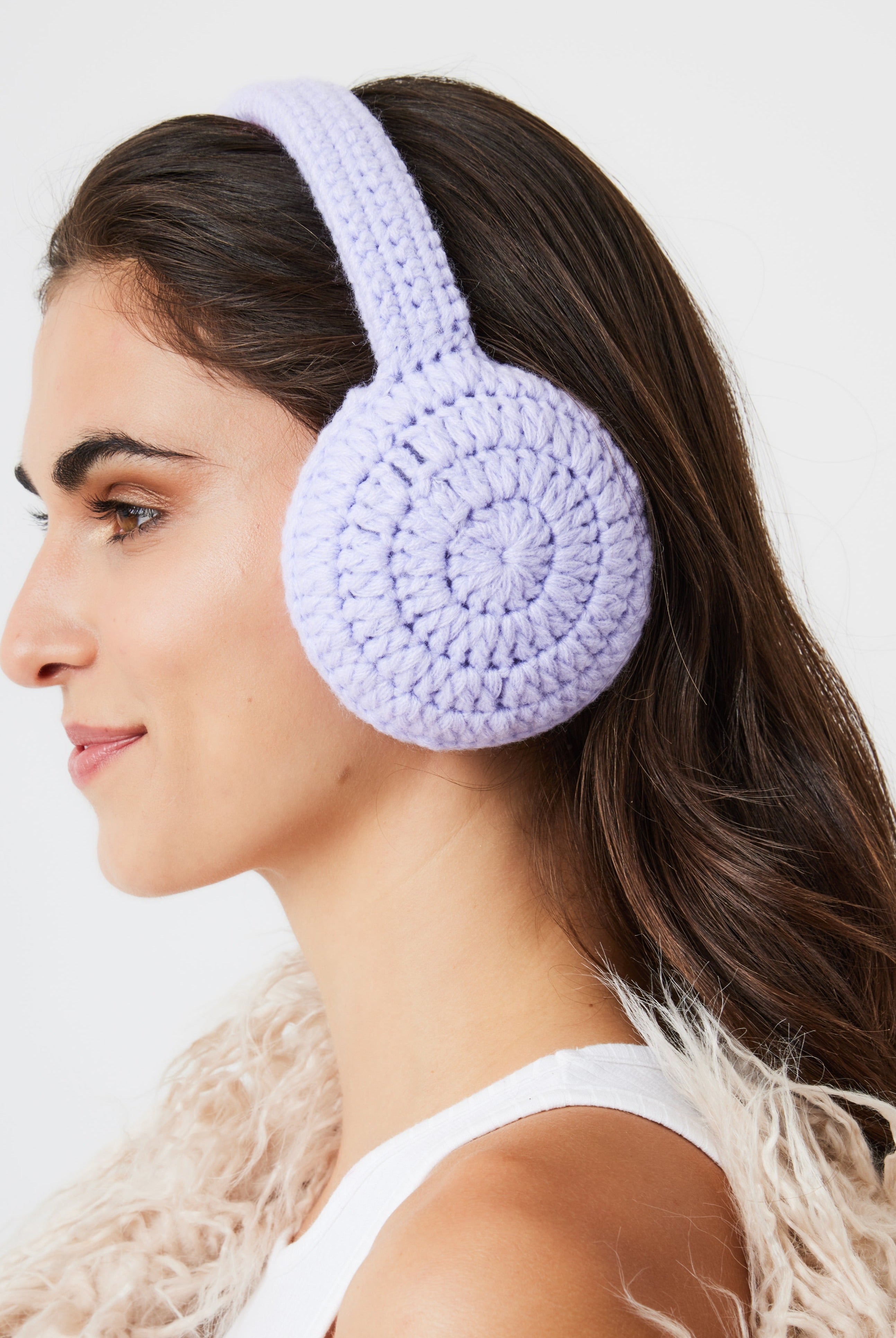 Woman's Crochet Earmuffs in Lilac