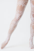 Women's Floral Lace Tights in White