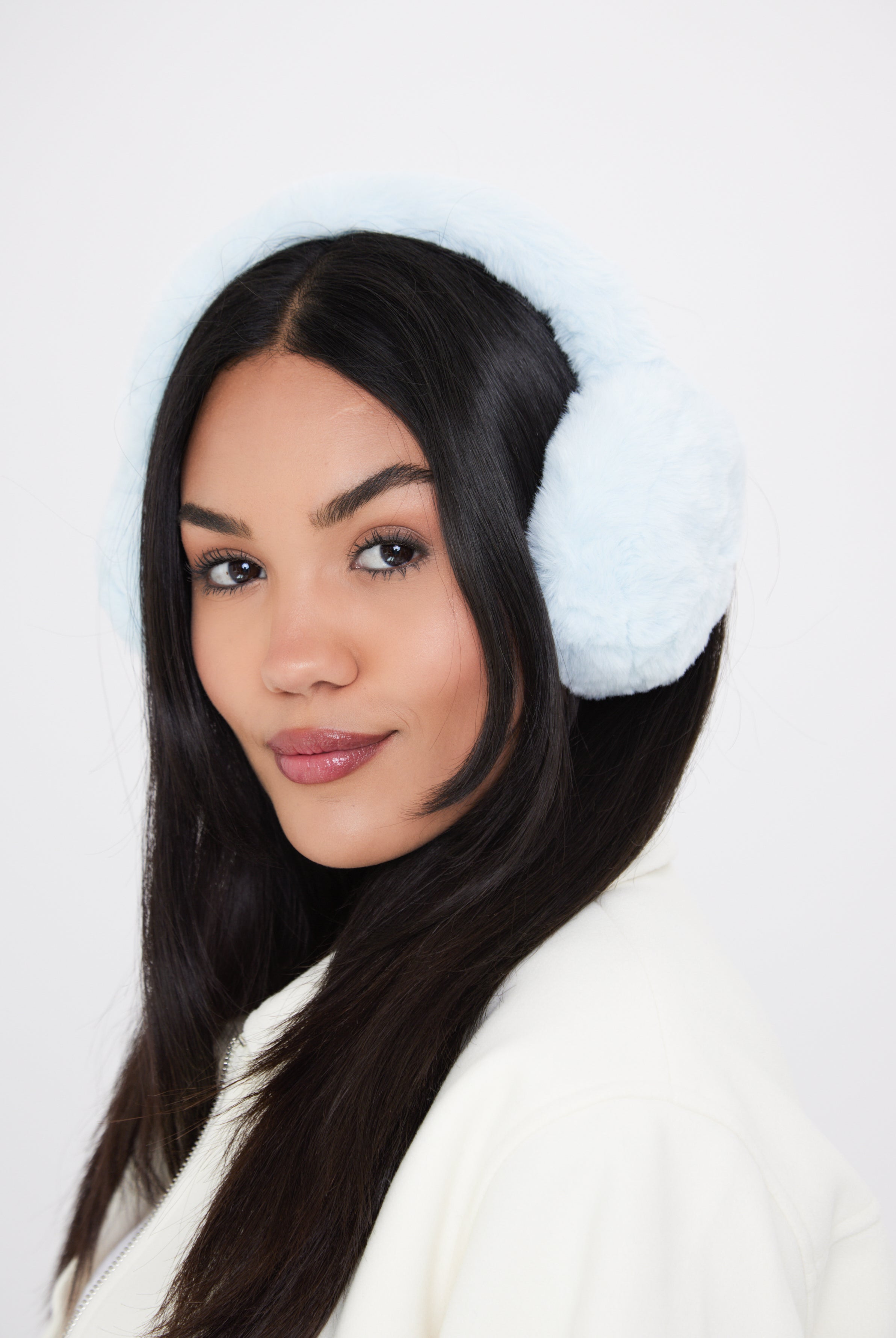 Woman's Fluffy Faux-Fur Earmuffs in Baby Blue