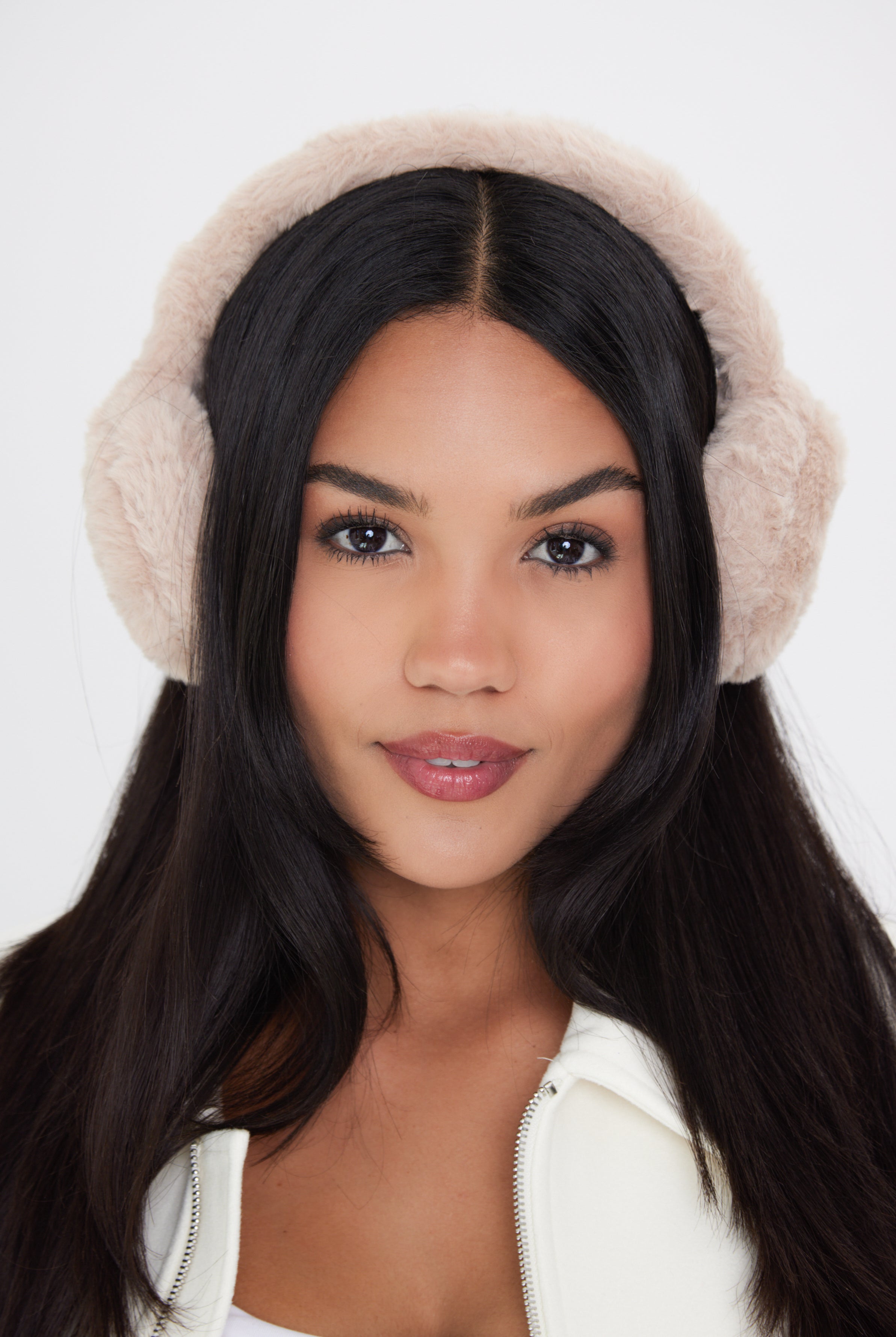 Woman's Fluffy Faux-Fur Earmuffs in Beige