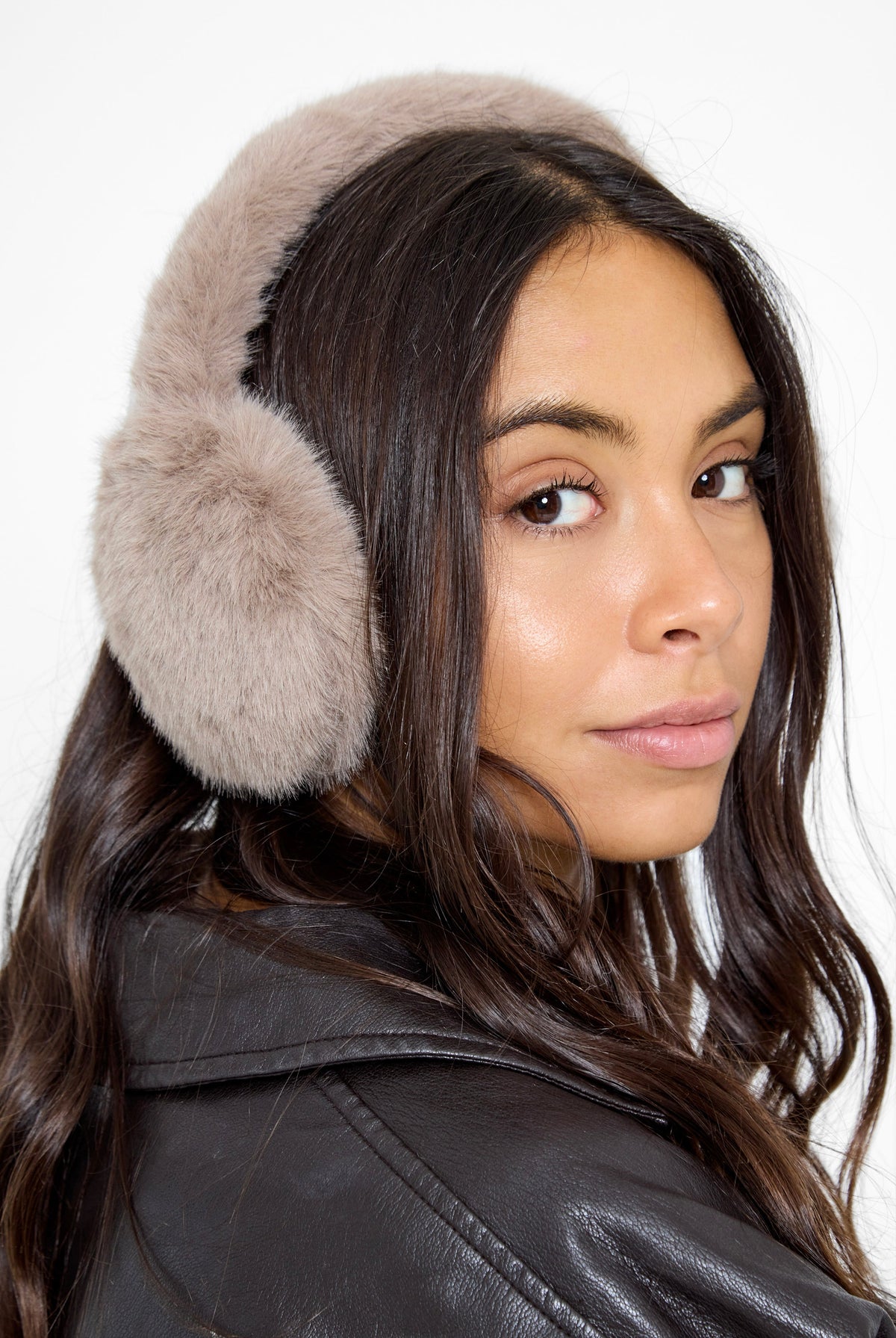 Women's Fur Earmuffs in Taupe
