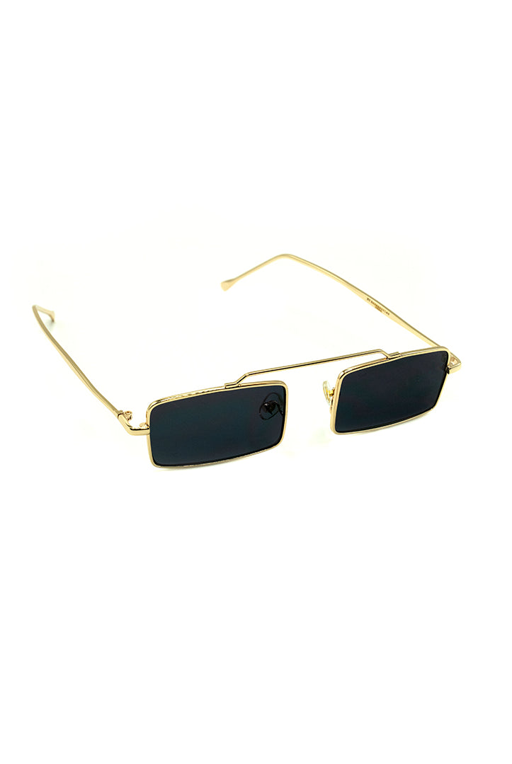 Women’s Metal Rectangle Sunglasses in Gold