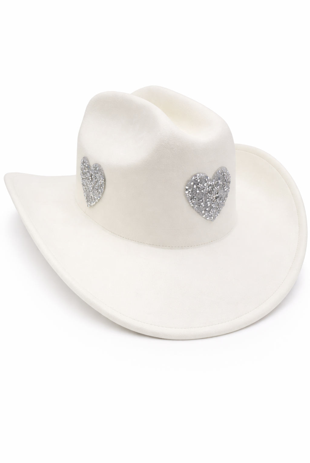 Woman's Hearts Patches Cowboy Hat in Off White