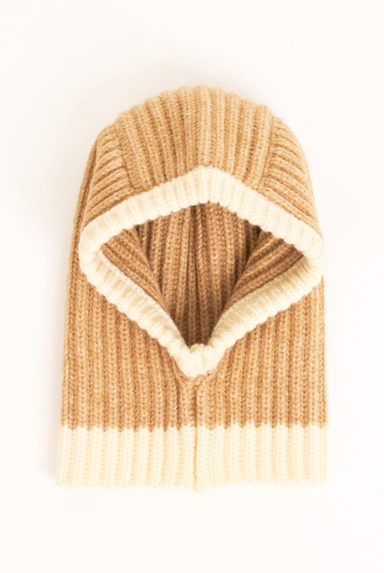 Woman's Knitted Hood Balaclava in Beige