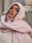 Woman's Knitted Hood Balaclava in Pink