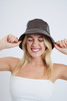Women’s Leather Festival Bucket Hat in Brown