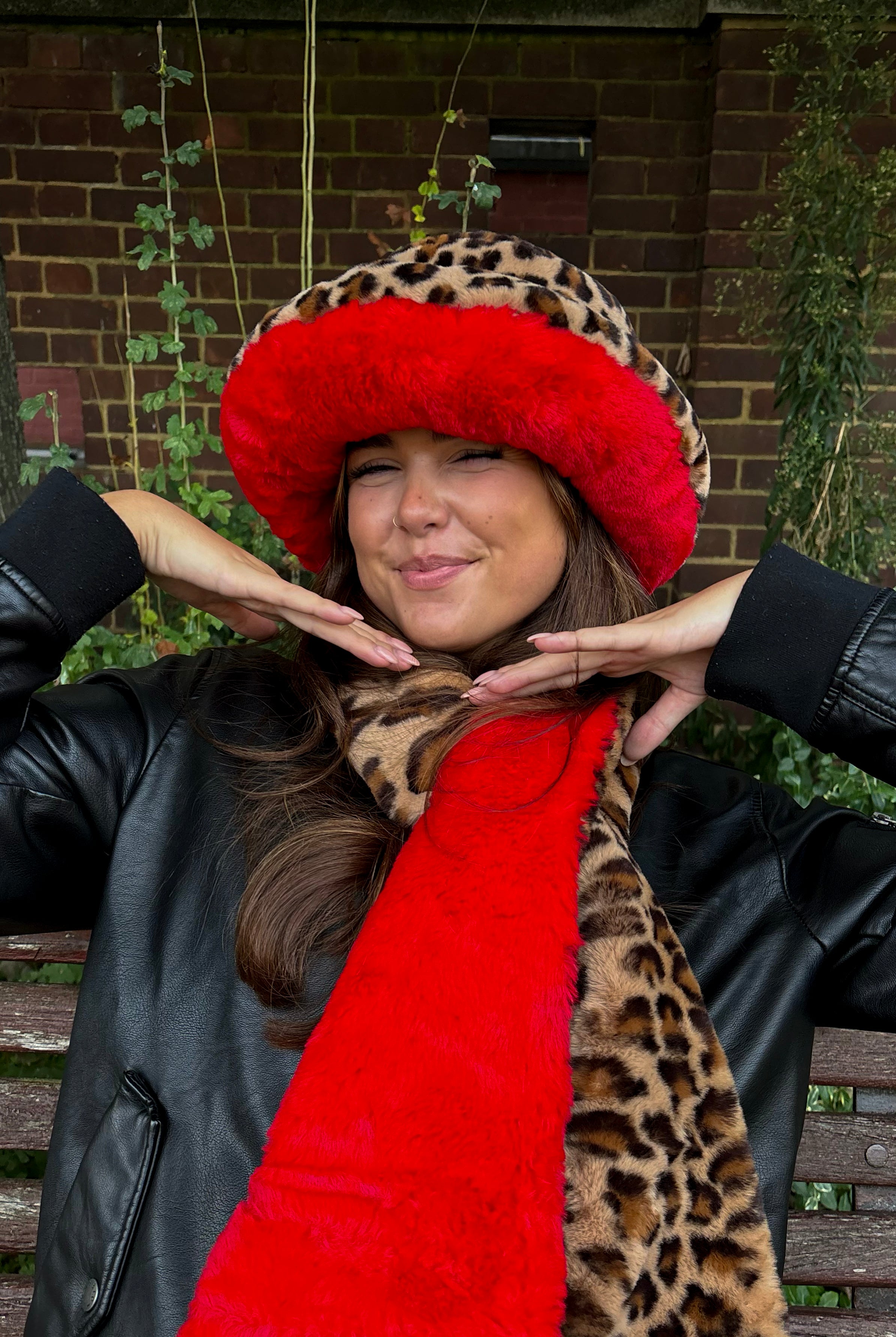 Women's Leopard and Red Fur Bucket Hat