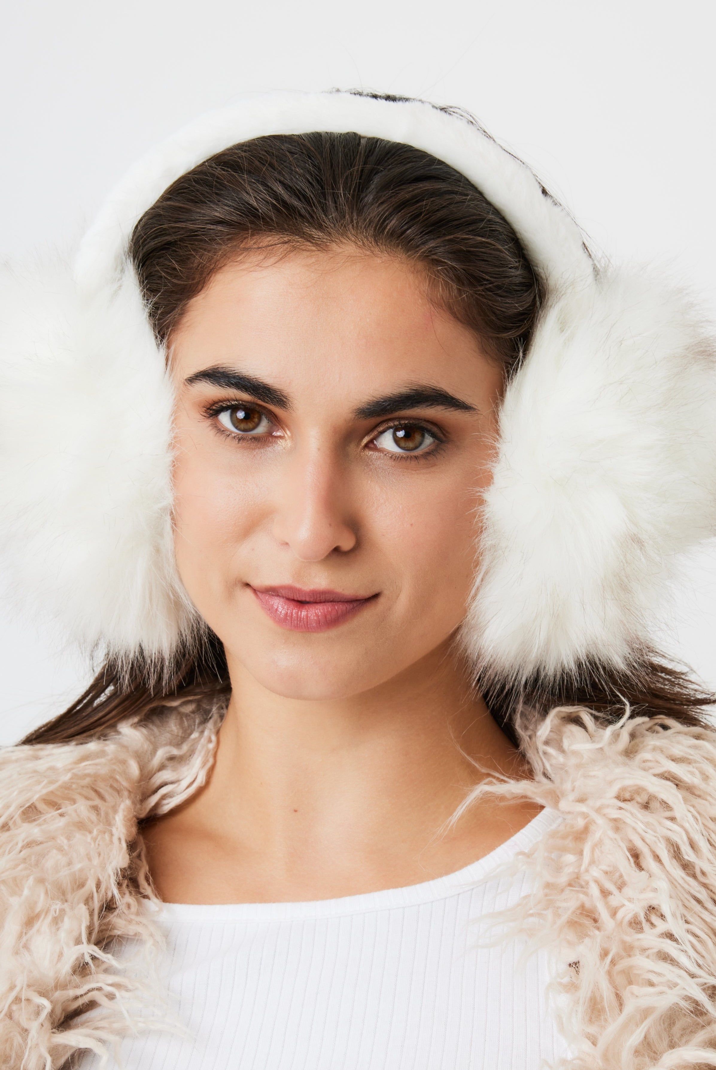 Woman's Long Faux Fur Earmuffs in White