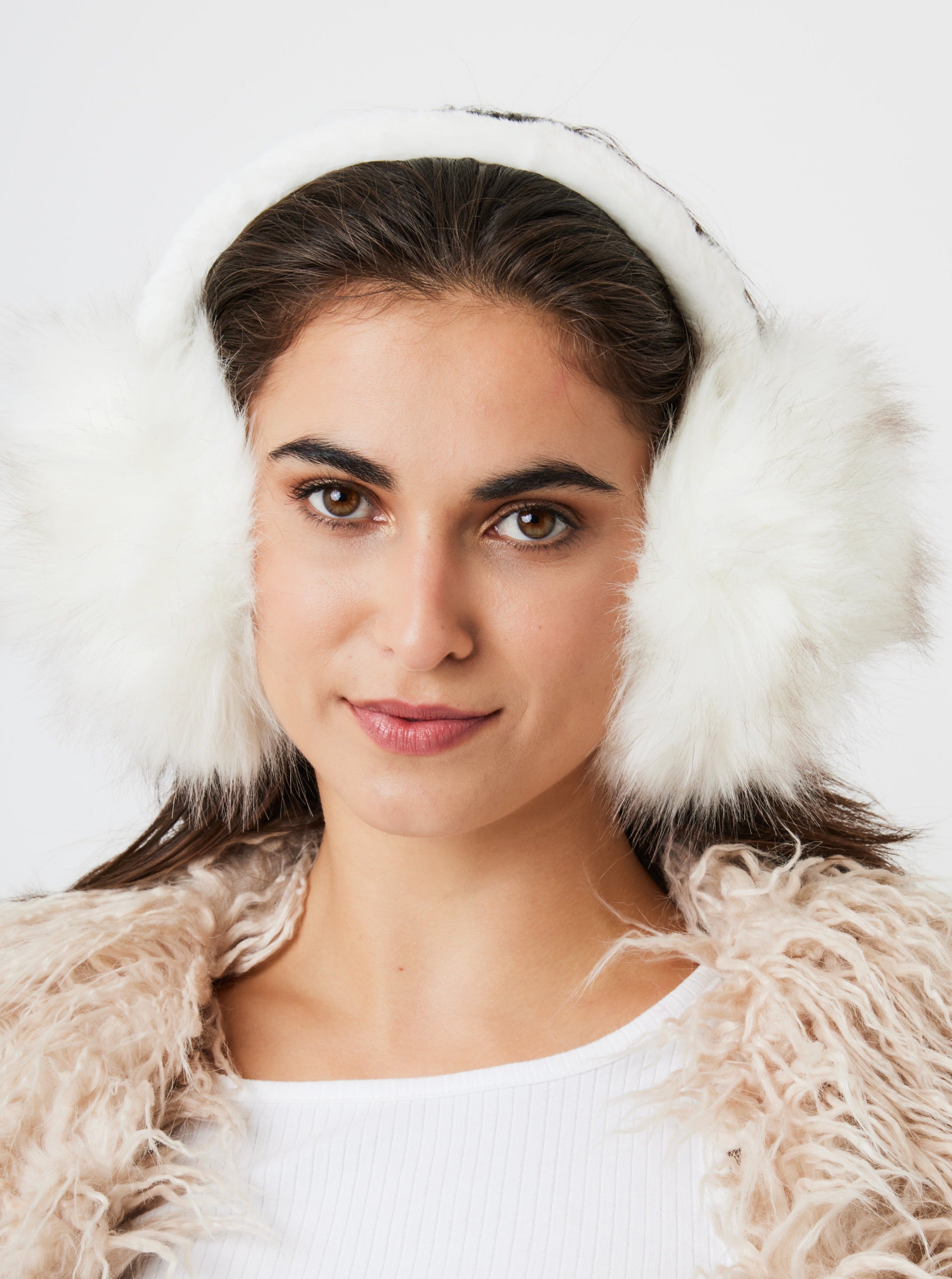 Woman's Long Faux Fur Earmuffs in White