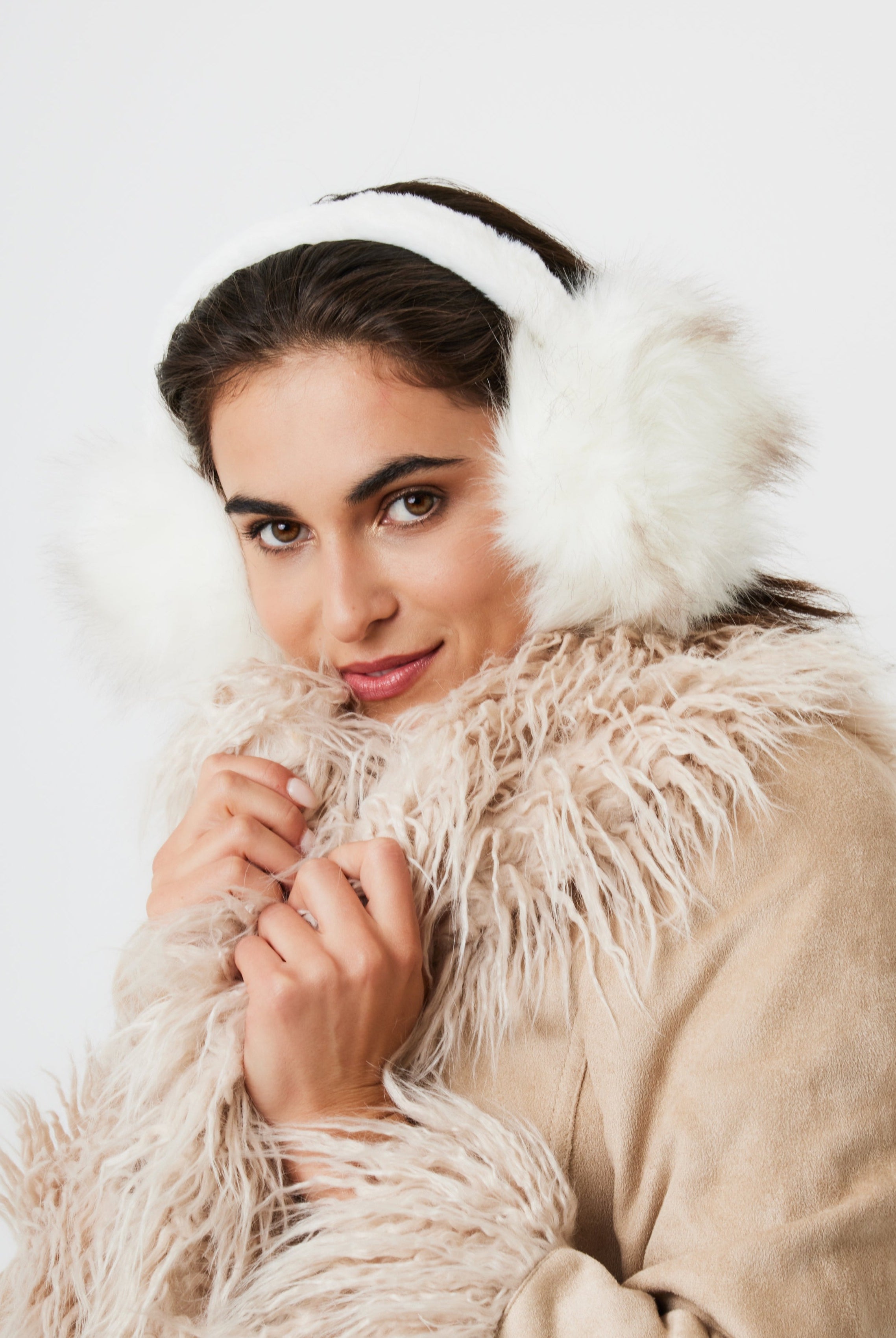 Woman's Long Faux Fur Earmuffs in White