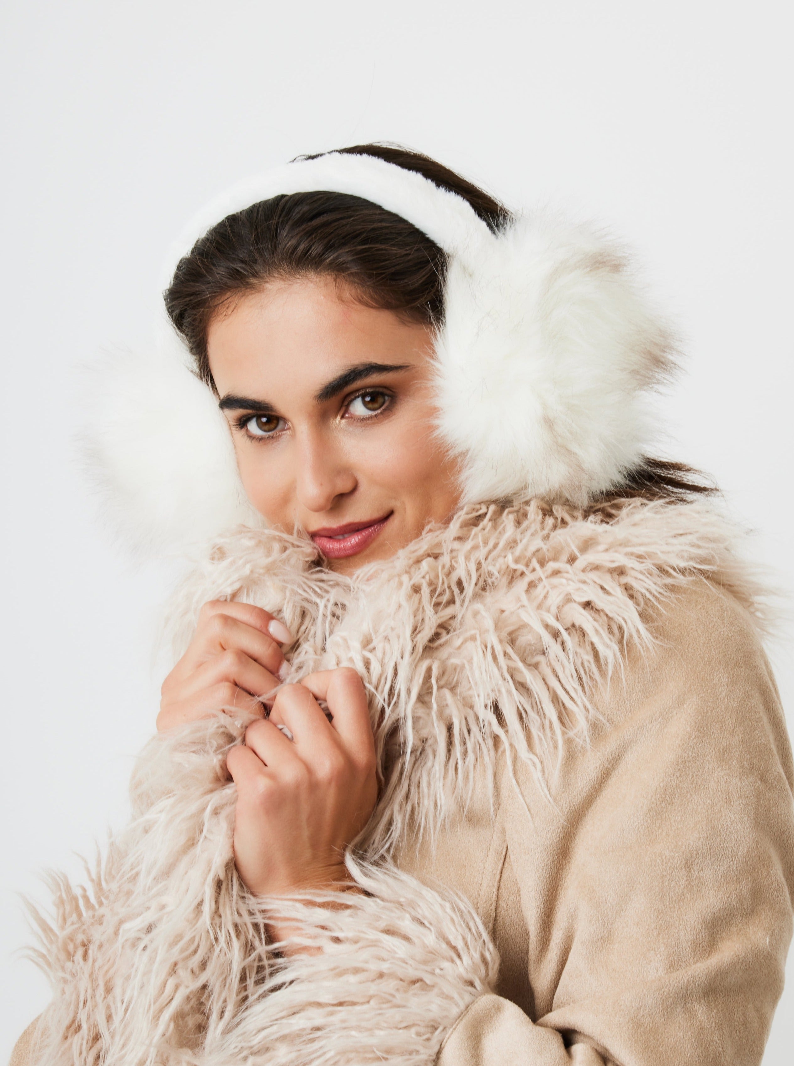 Woman's Long Faux Fur Earmuffs in White