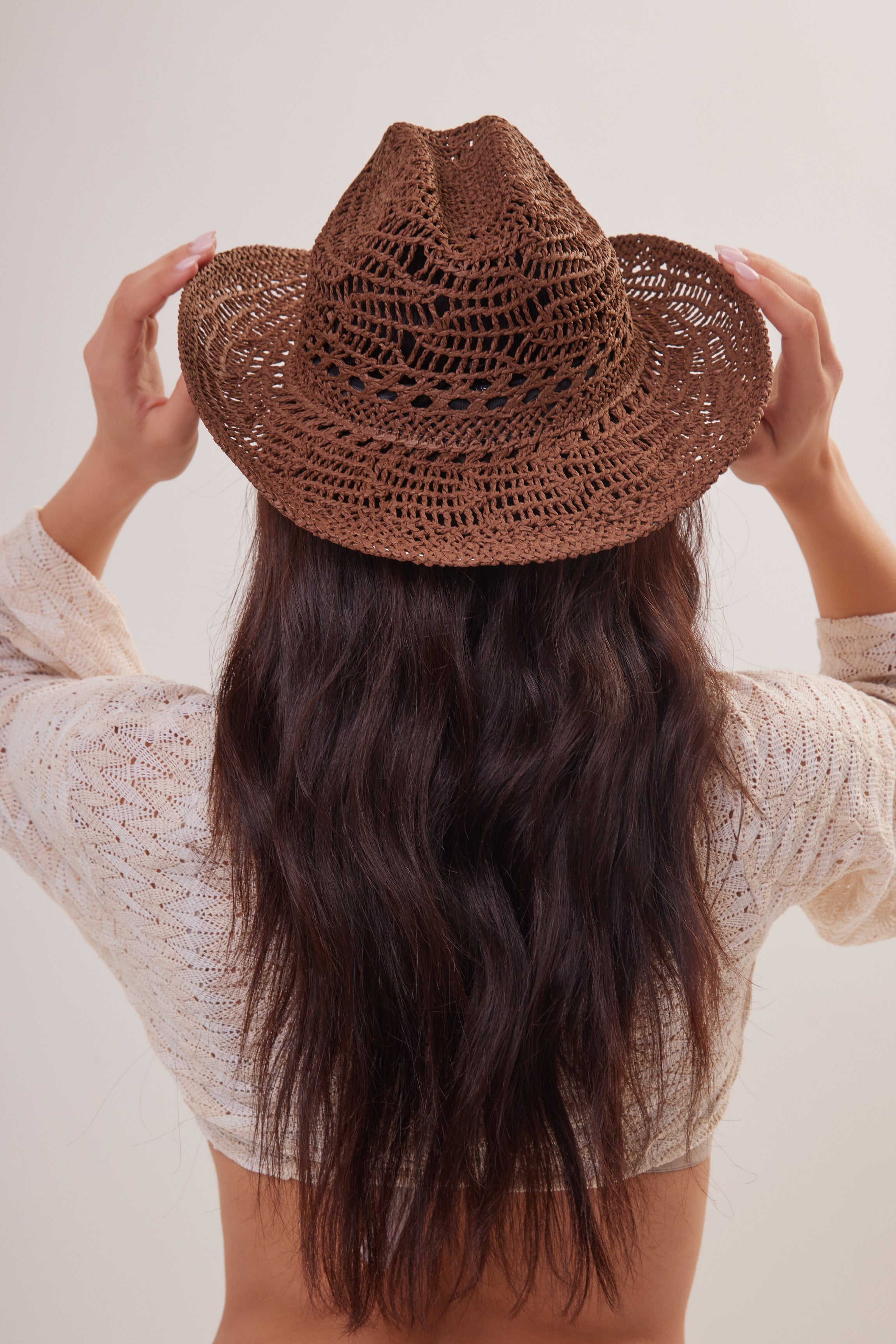 Woman's Open Weave Cowboy Hat in Brown