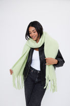 Woman's Oversized Chunky Blanket Scarf in Matcha Green