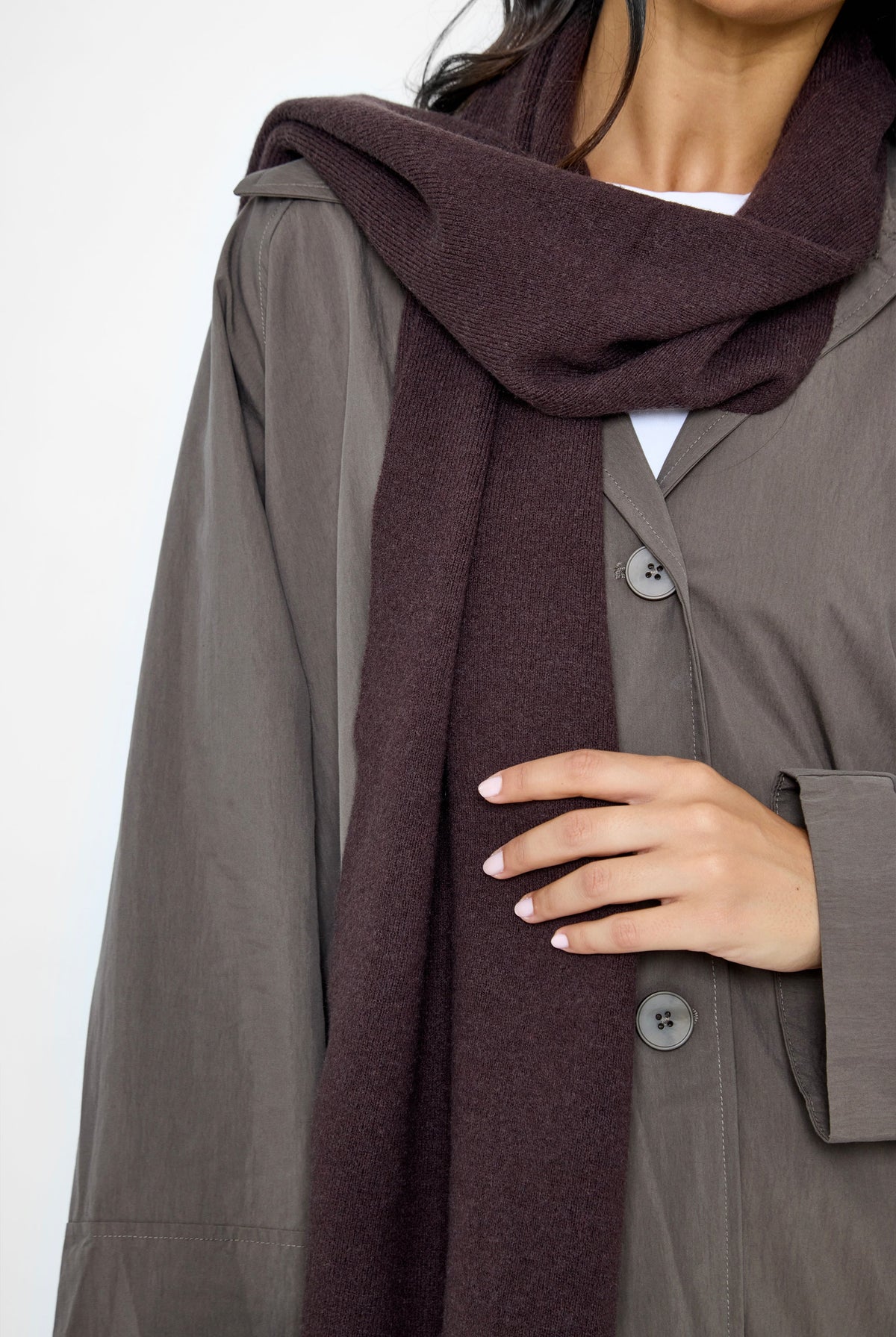 Women's Plain Knitted Scarf in Brown