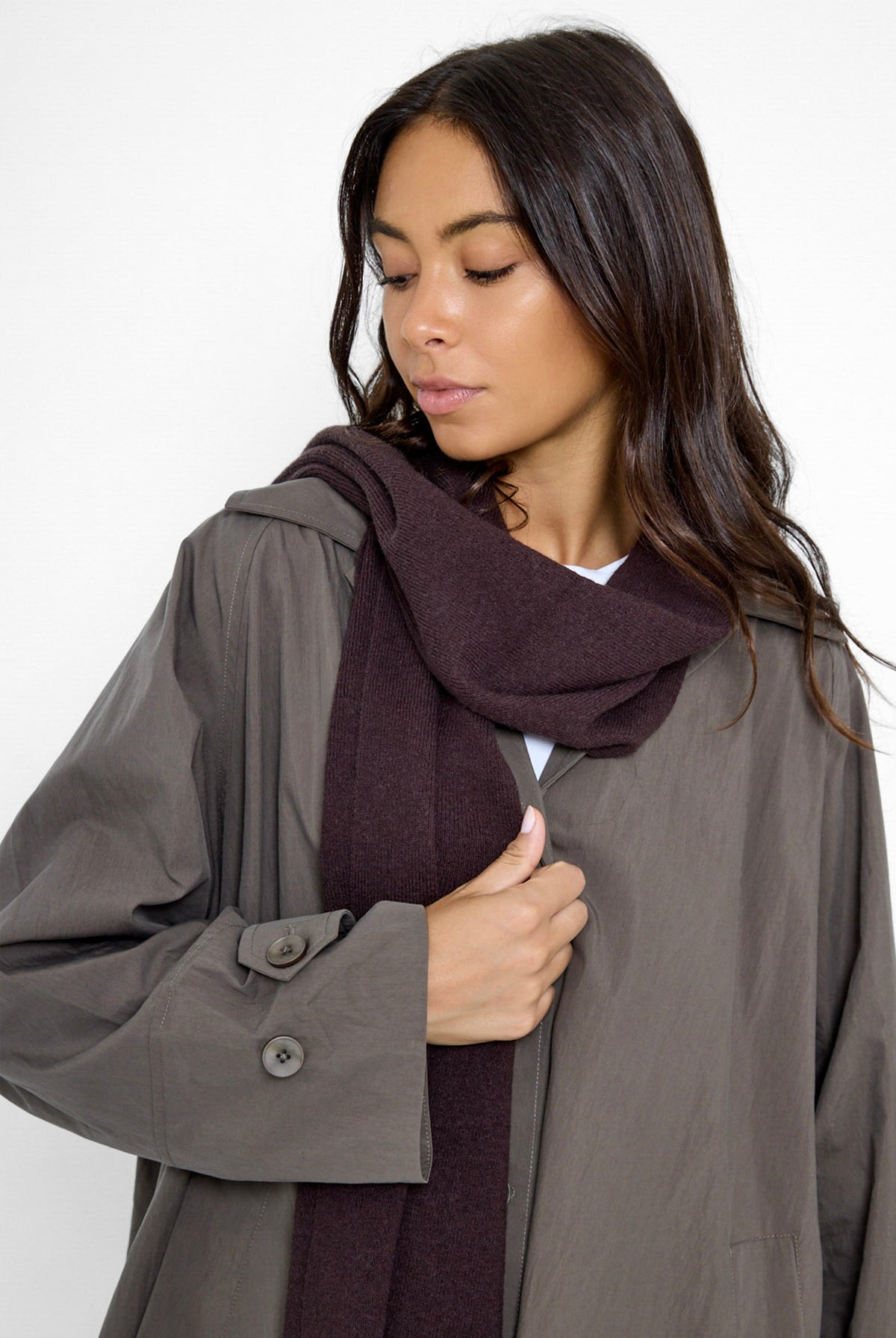 Women's Plain Knitted Scarf in Brown