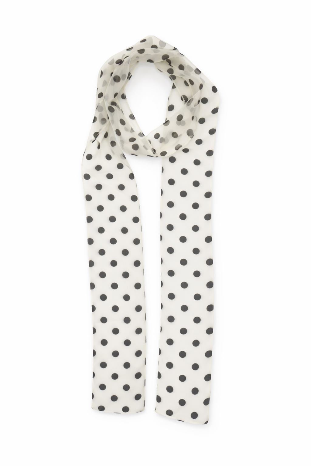 Woman's Polka Dot Chiffon Scarf in Cream and Black