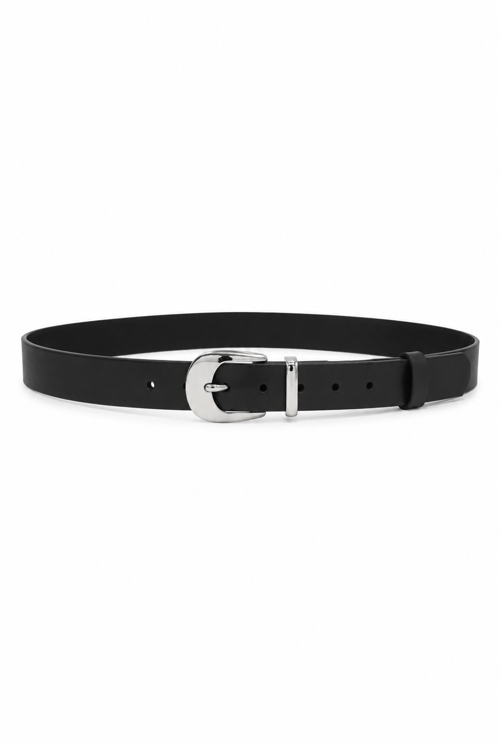 Skinny Minimal Slim belt in black and silver packshot image