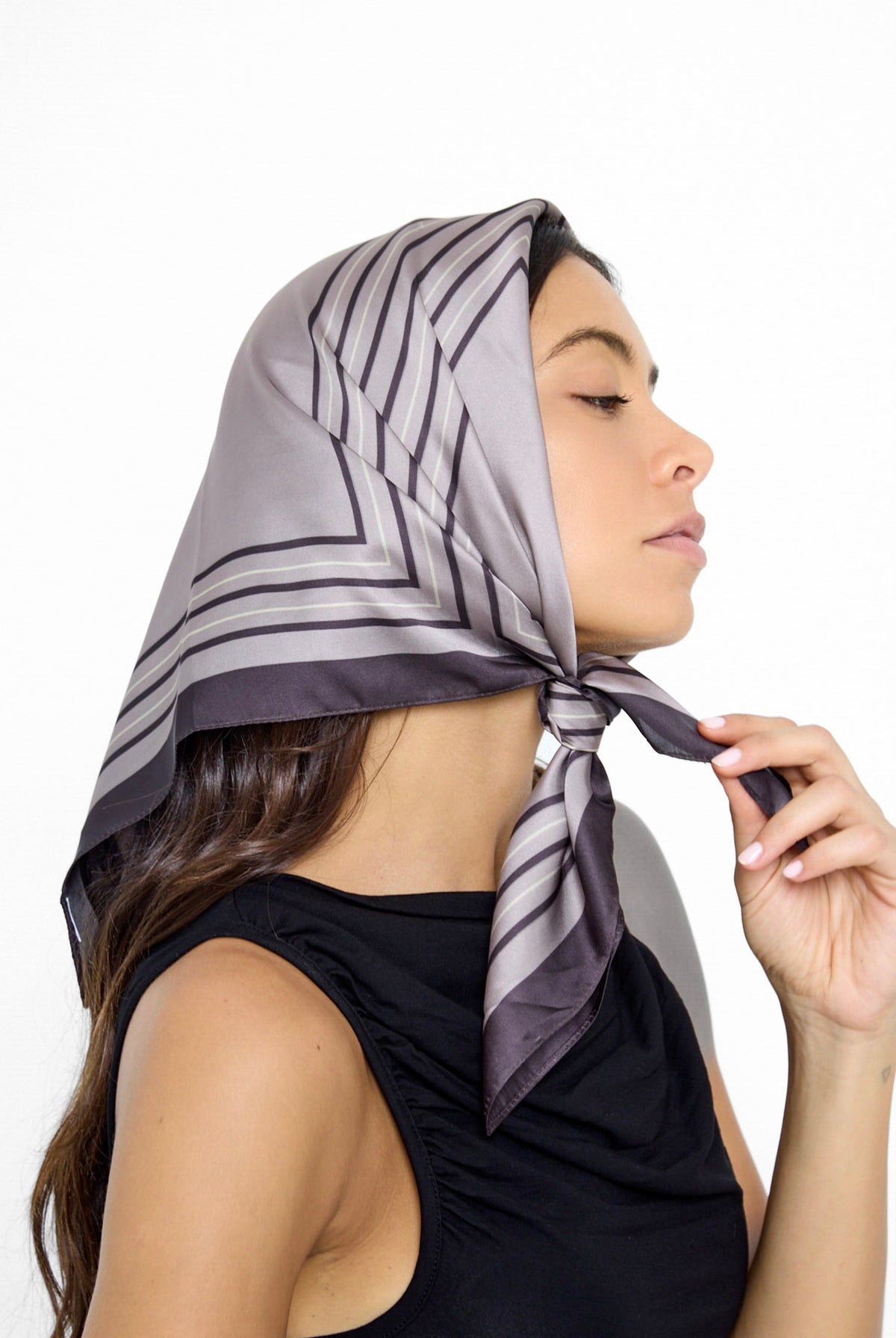Women's Square design bandana in taupe