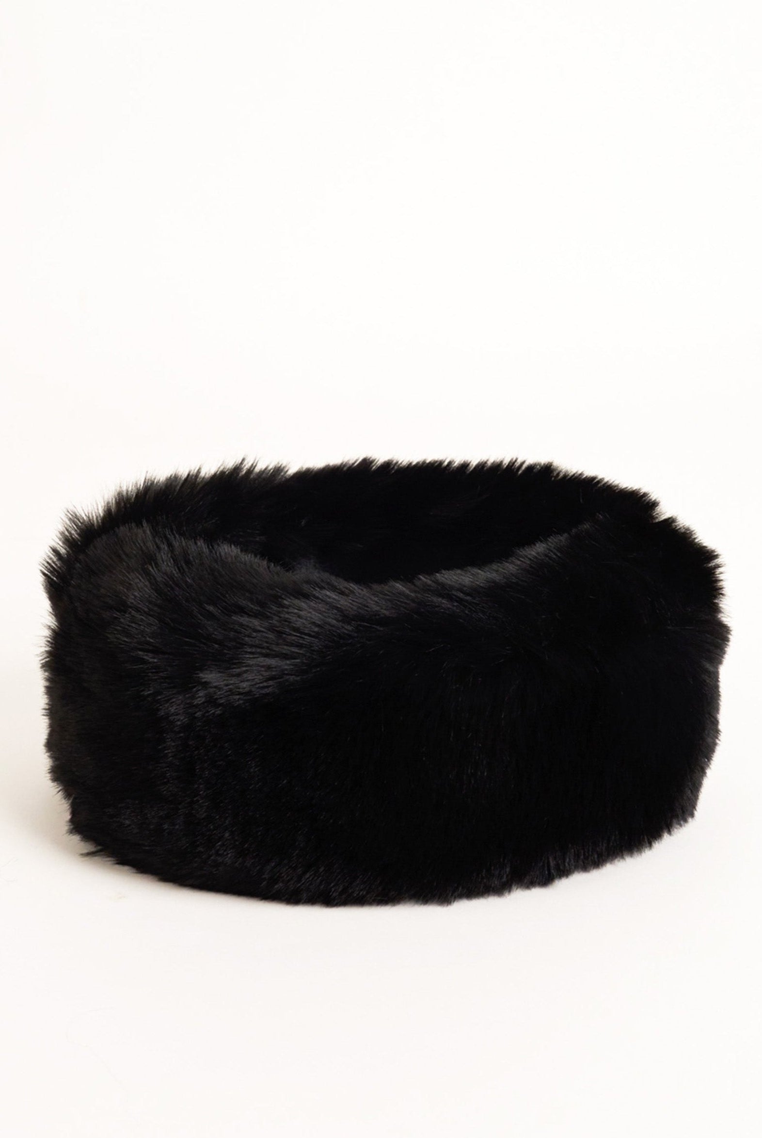 Woman's Super Fluffy Faux Fur Headband in Black