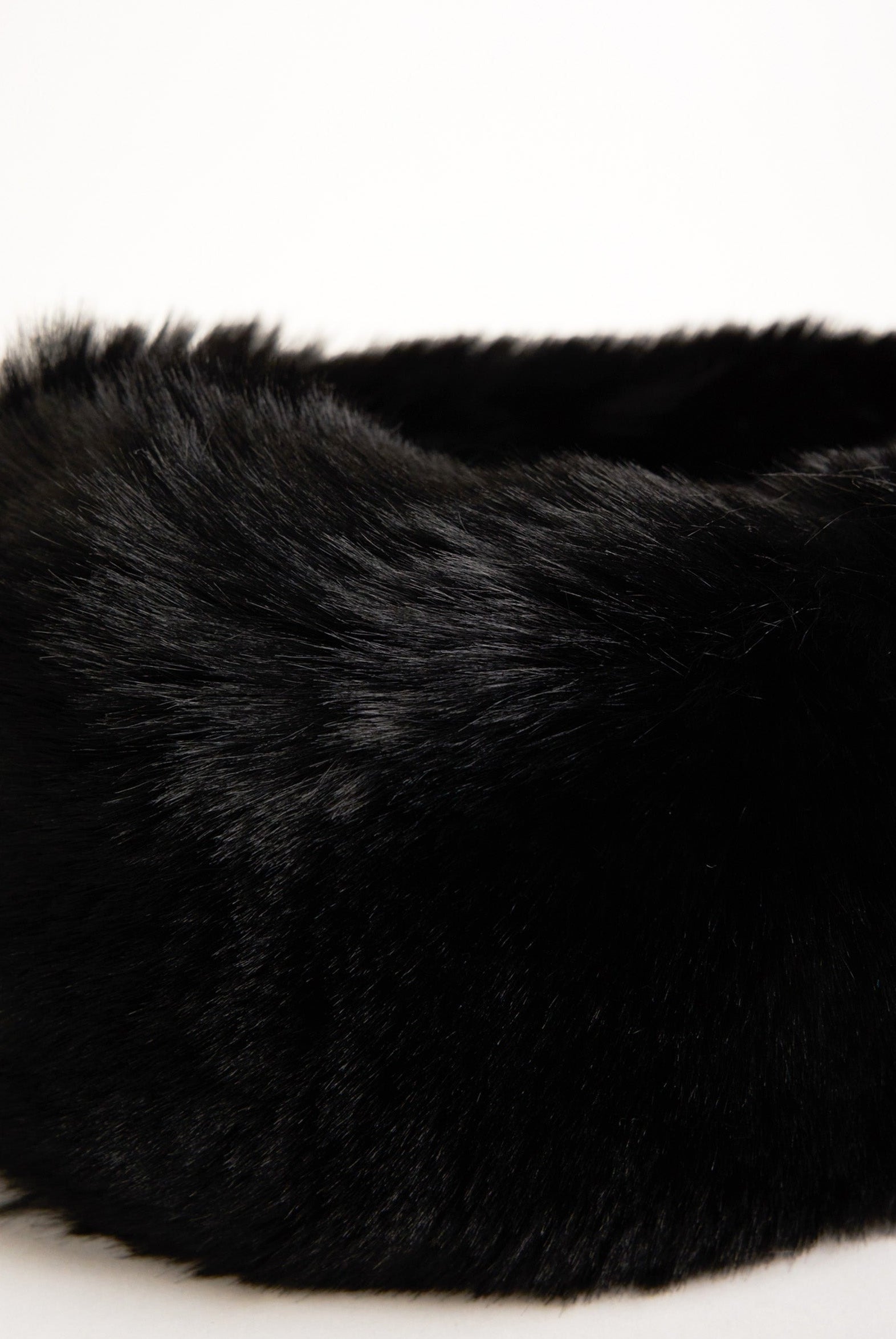 Woman's Super Fluffy Faux Fur Headband in Black