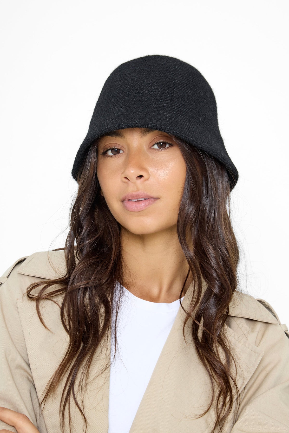 Women's Wool Blend Bucket Hat in Black